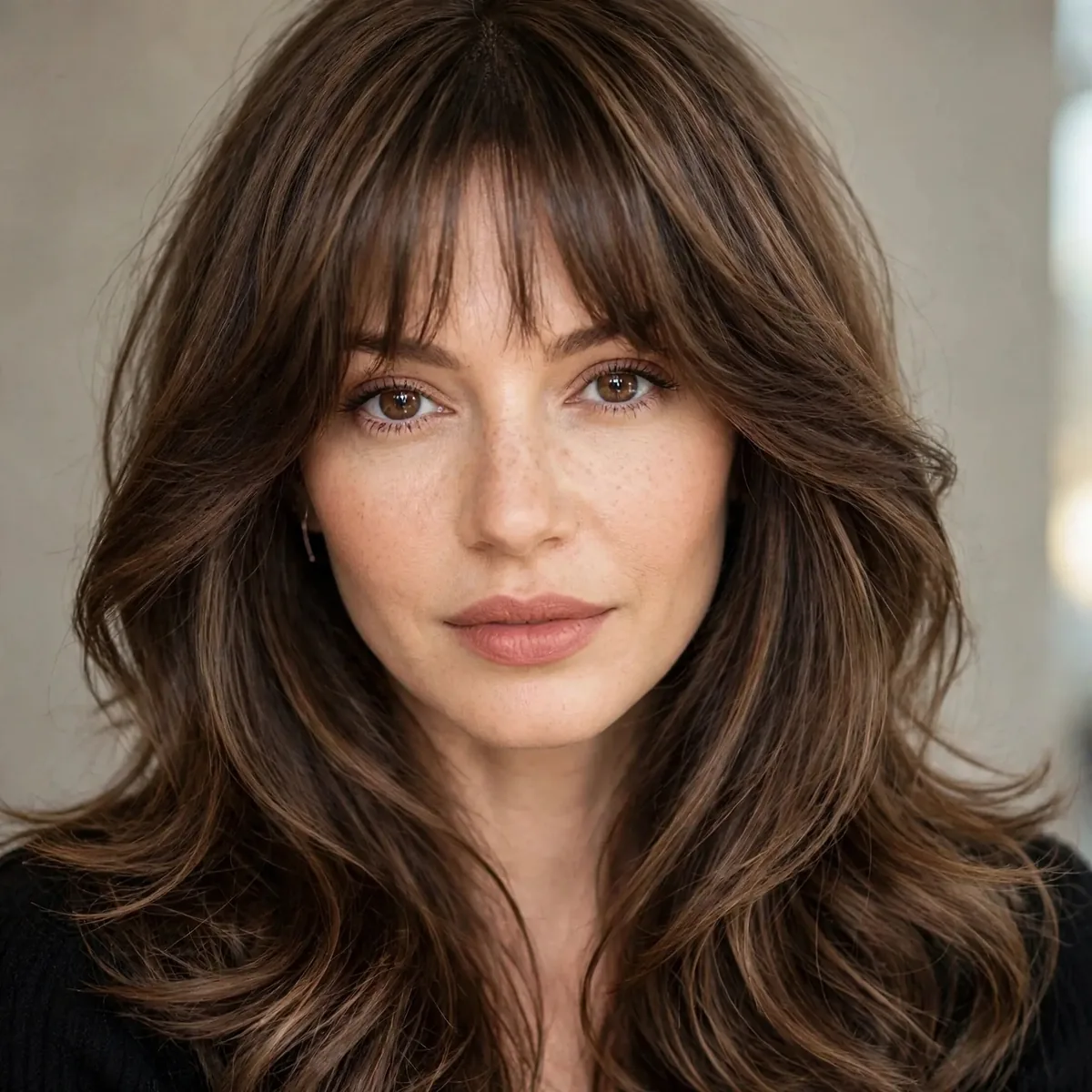 Bottleneck bangs hairstyle