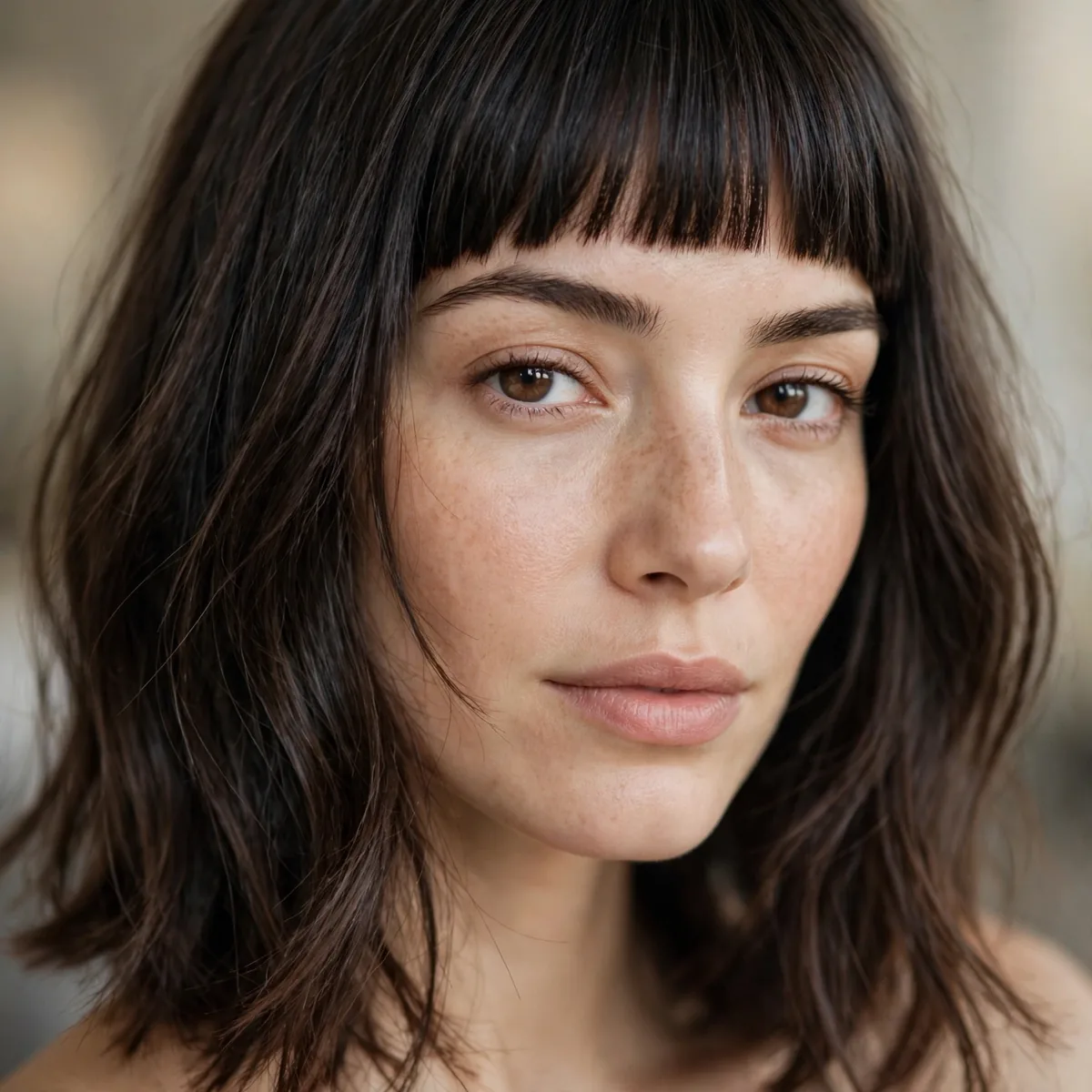 Micro bangs with medium hair