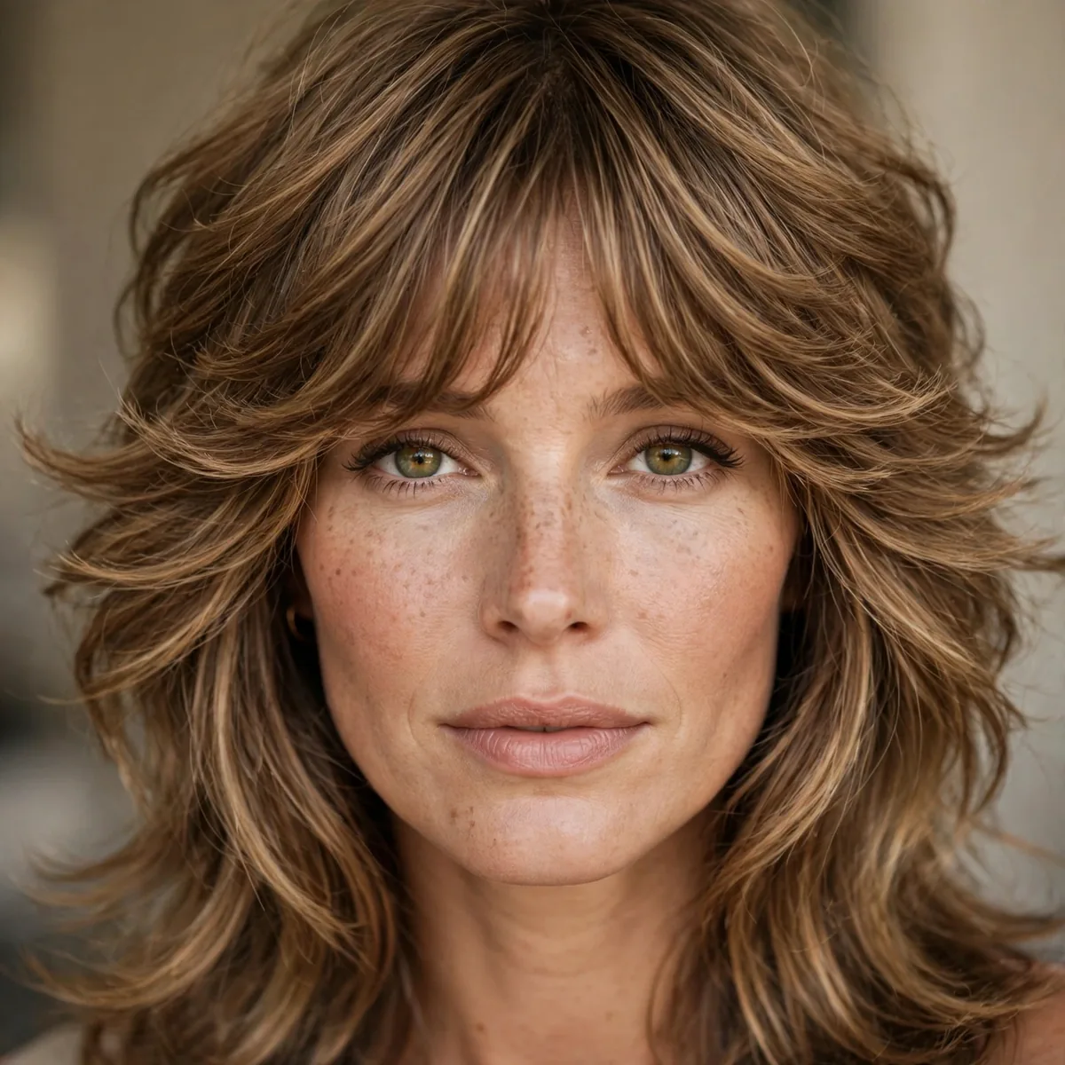 Feathered 70s style bangs
