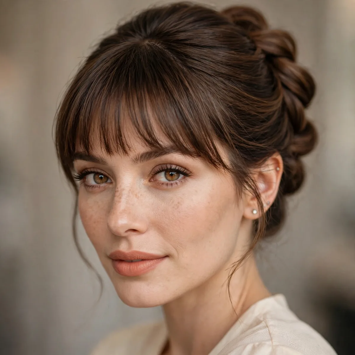Bangs with elegant updo