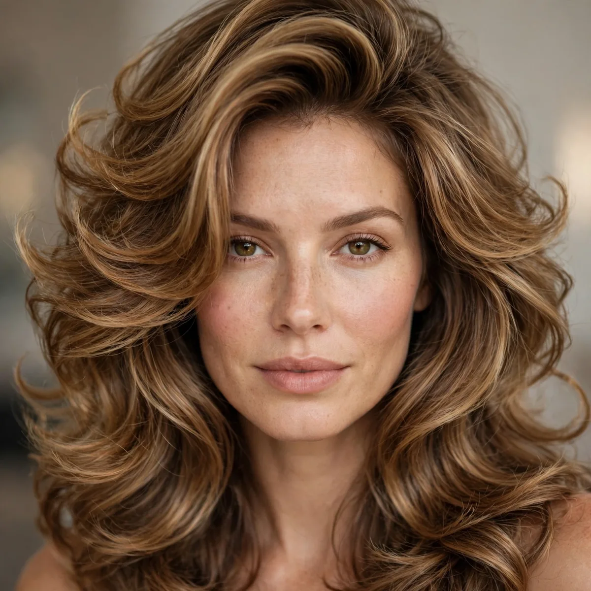 Bouncy blowout layered hairstyle