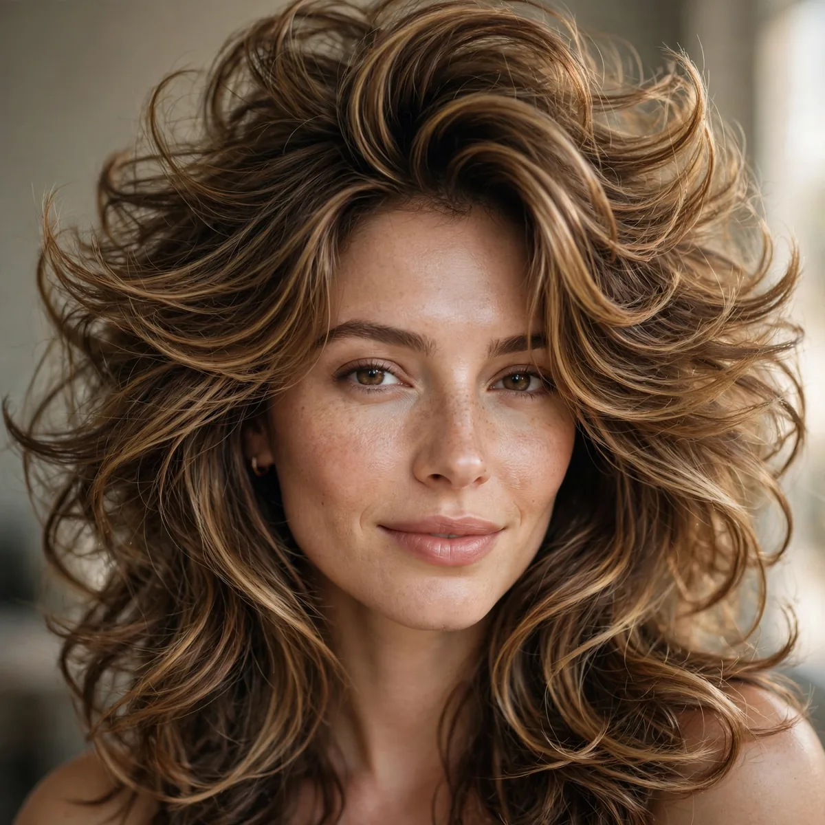 Lively voluminous layered hair