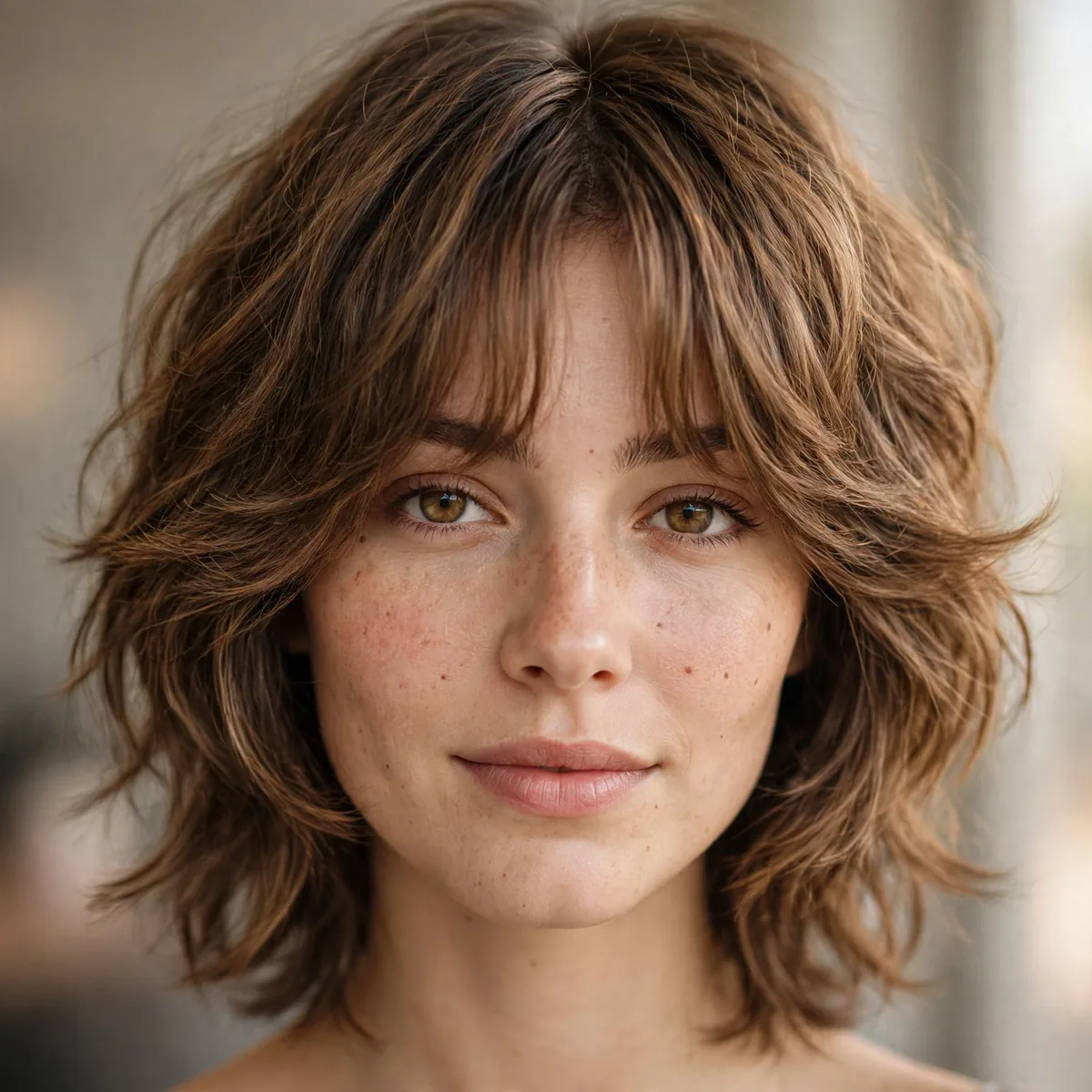 Shag with curtain bangs