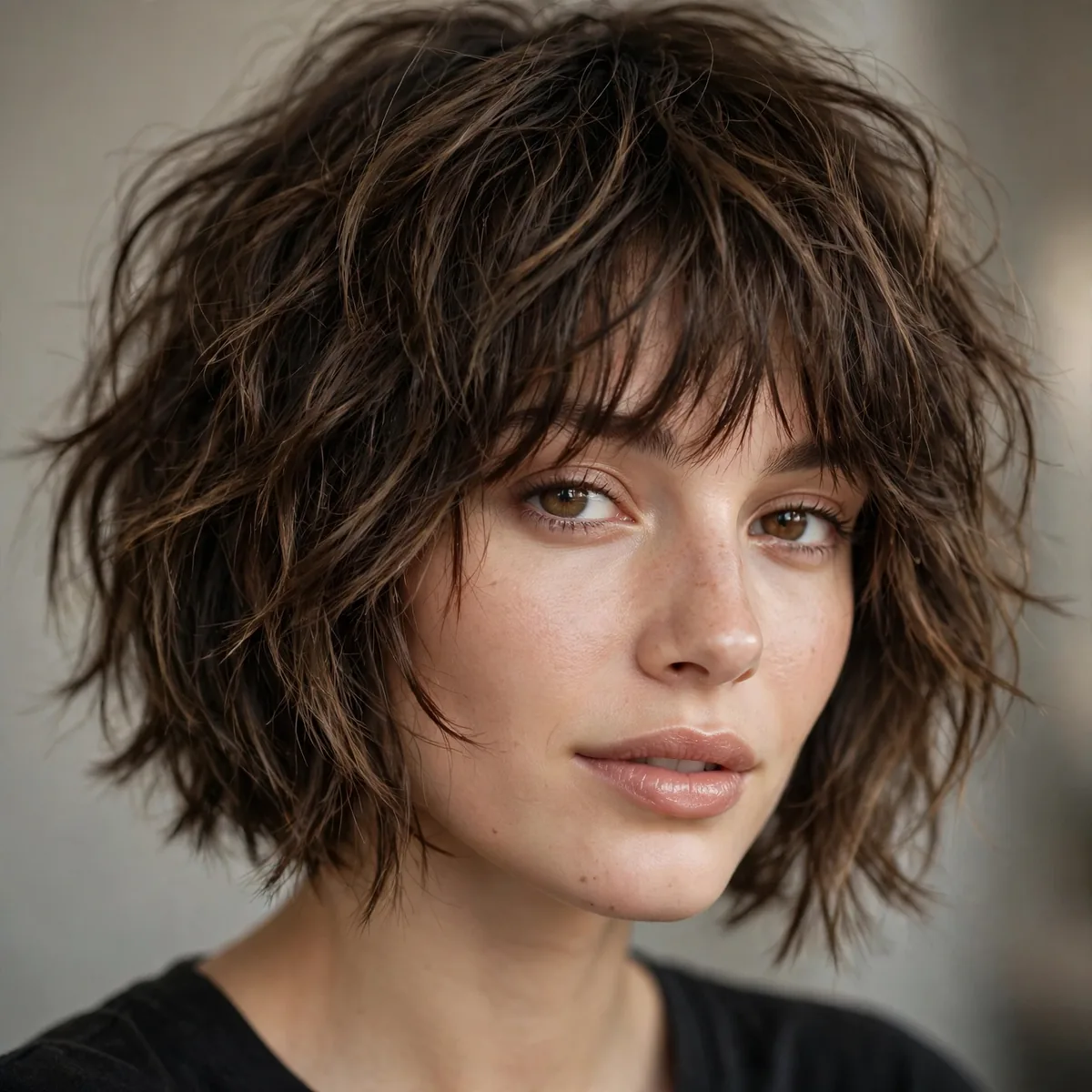 Choppy bob shag haircut