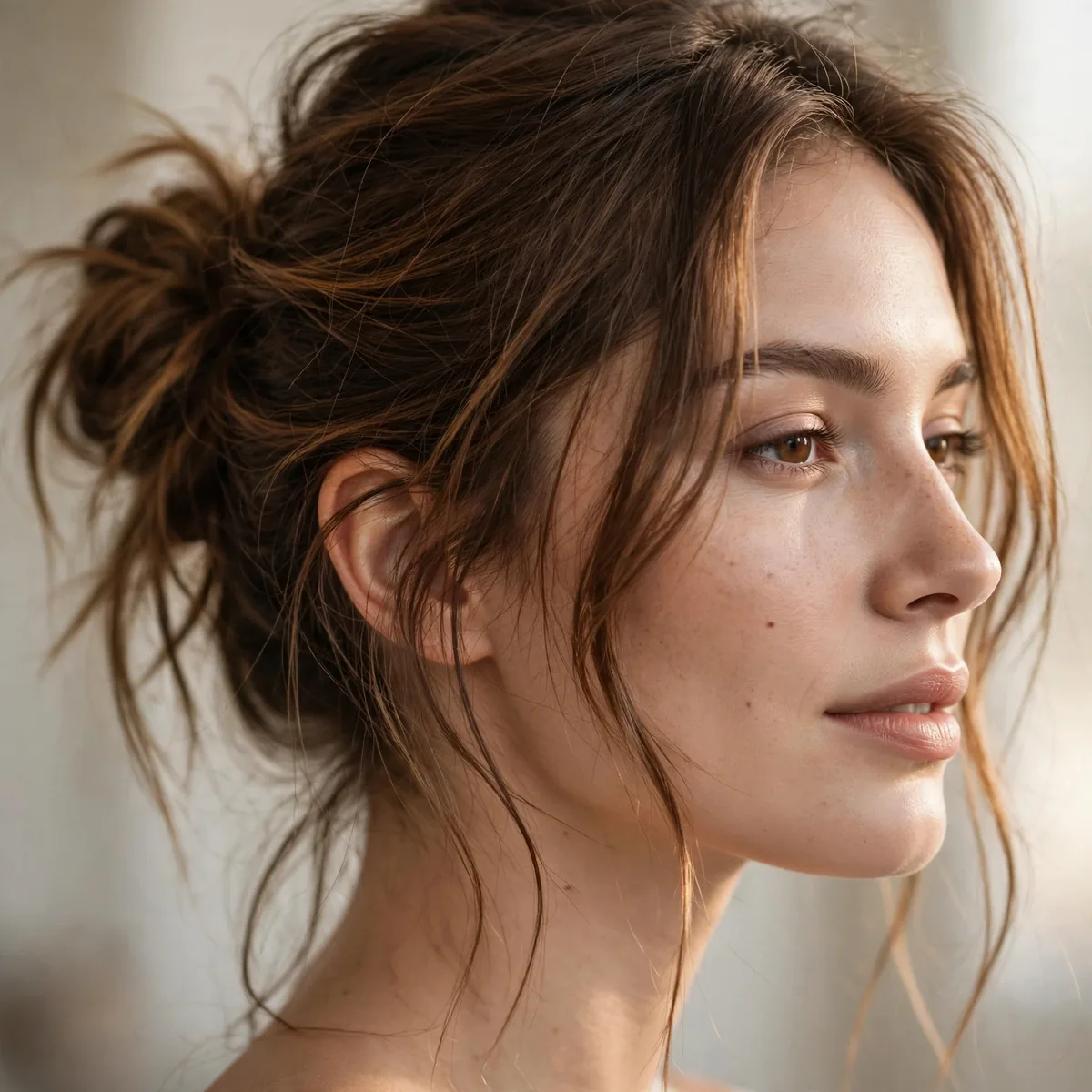 Side-positioned messy bun