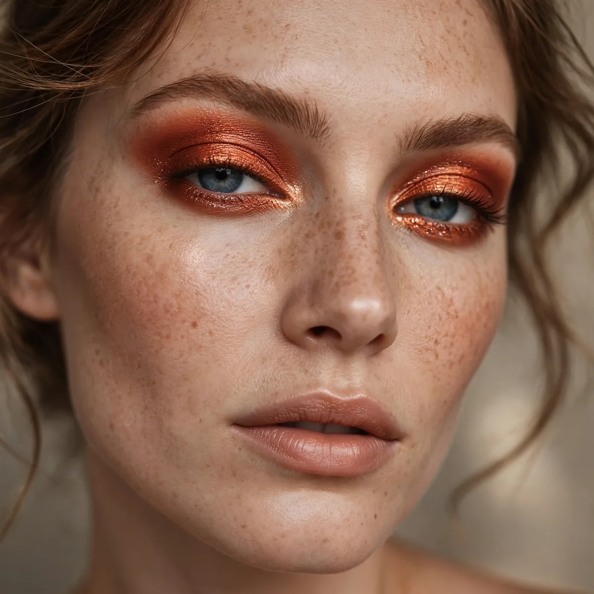 Electric copper eyeshadow pop