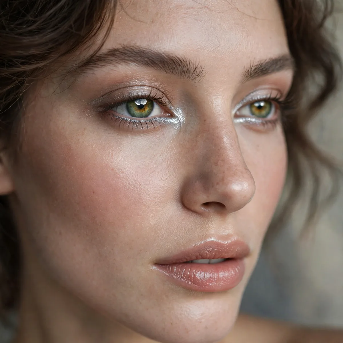 Moonlit silver accent on green eyes