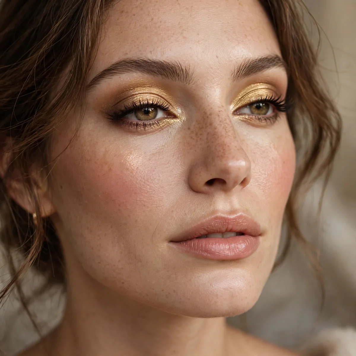 Classic gold eyeshadow holiday look