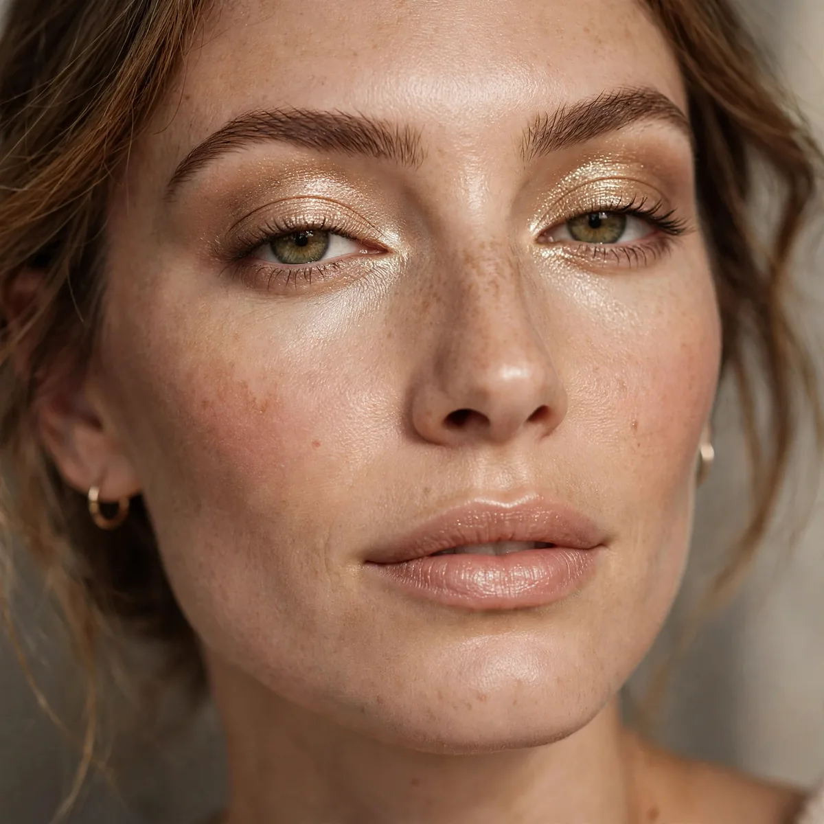 Champagne shimmer holiday makeup