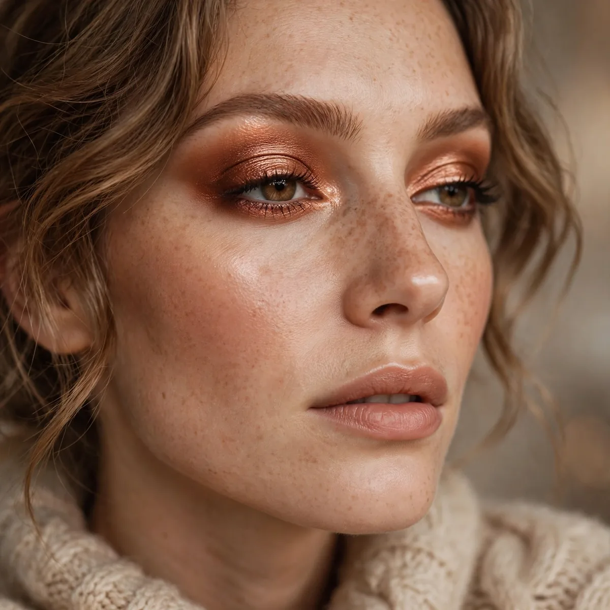 Copper metallic holiday eye look