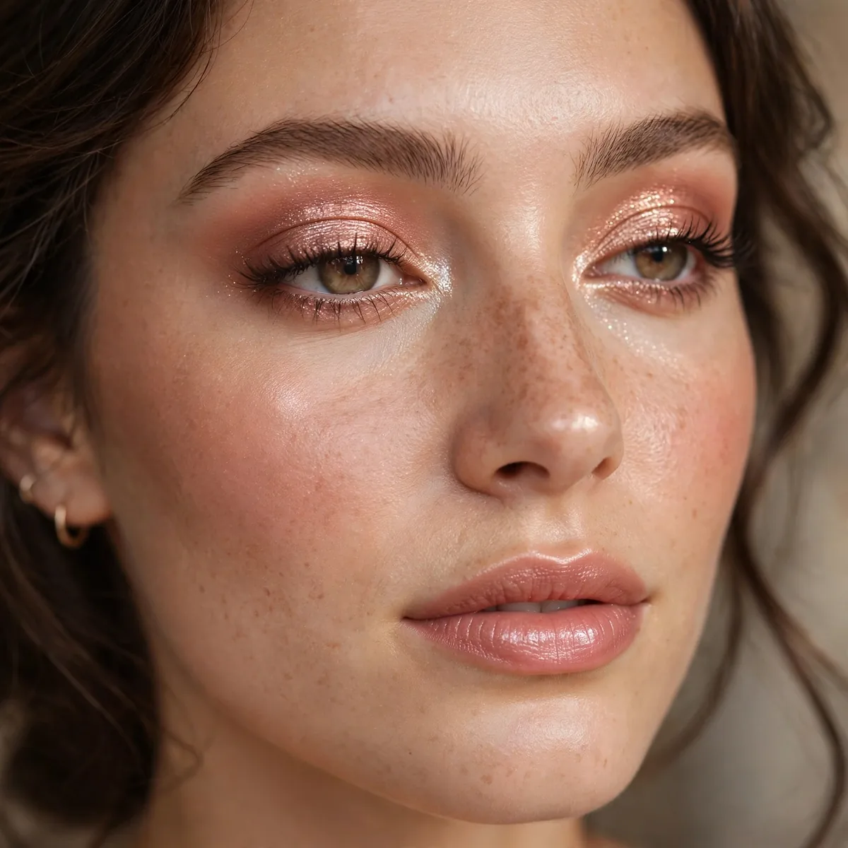 Rose gold holiday makeup look