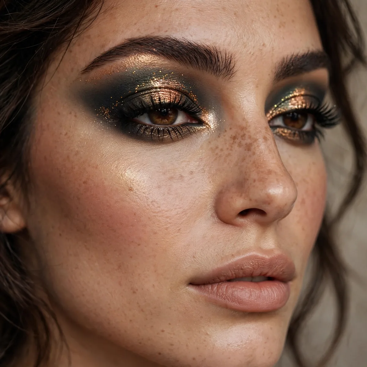 Smokey eye with metallic holiday fusion