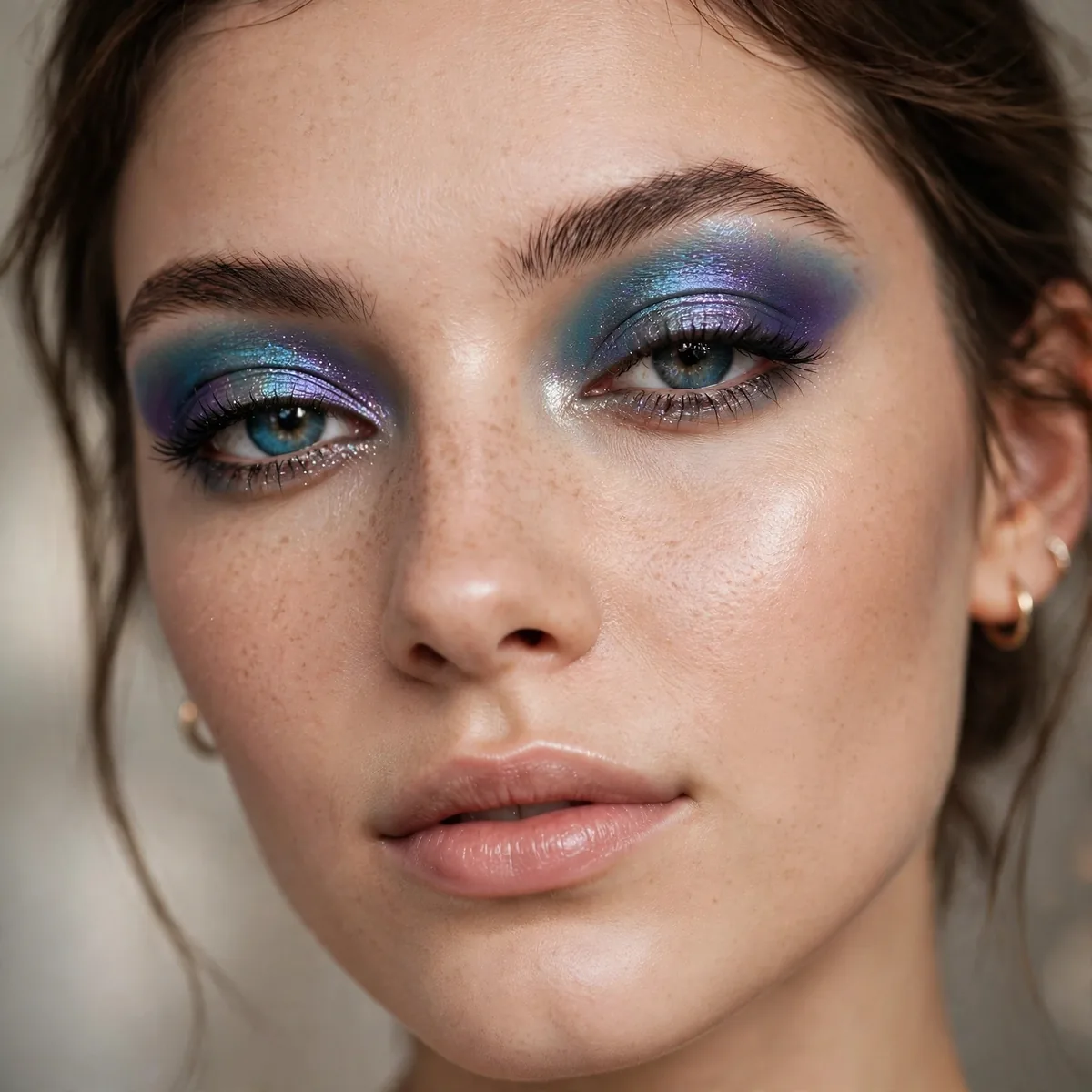 Duo-chrome eyeshadow holiday look