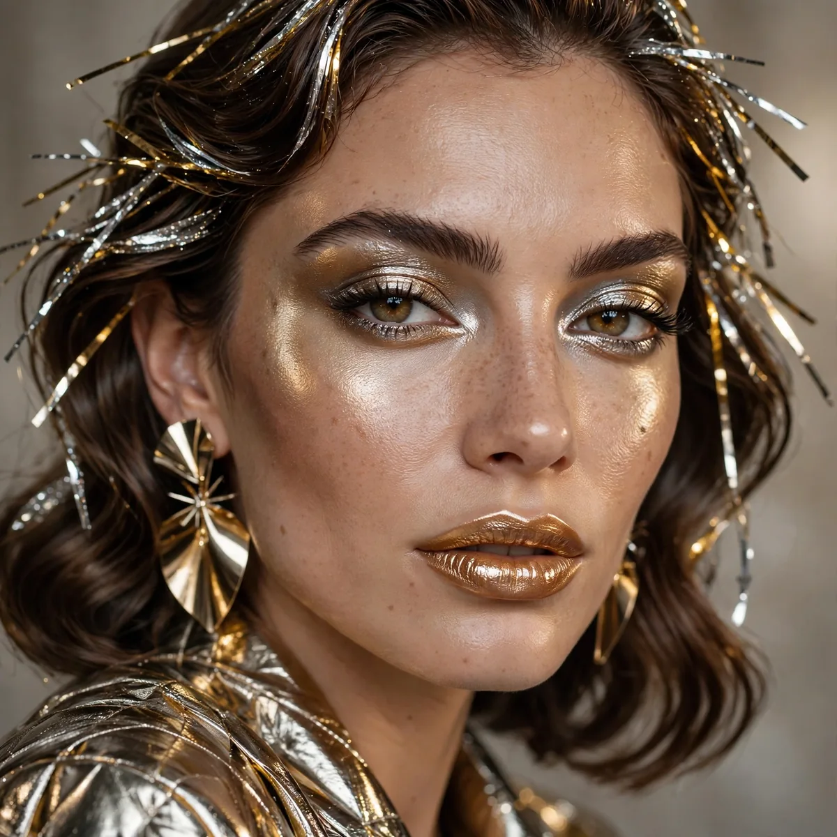 Complete metallic holiday party look