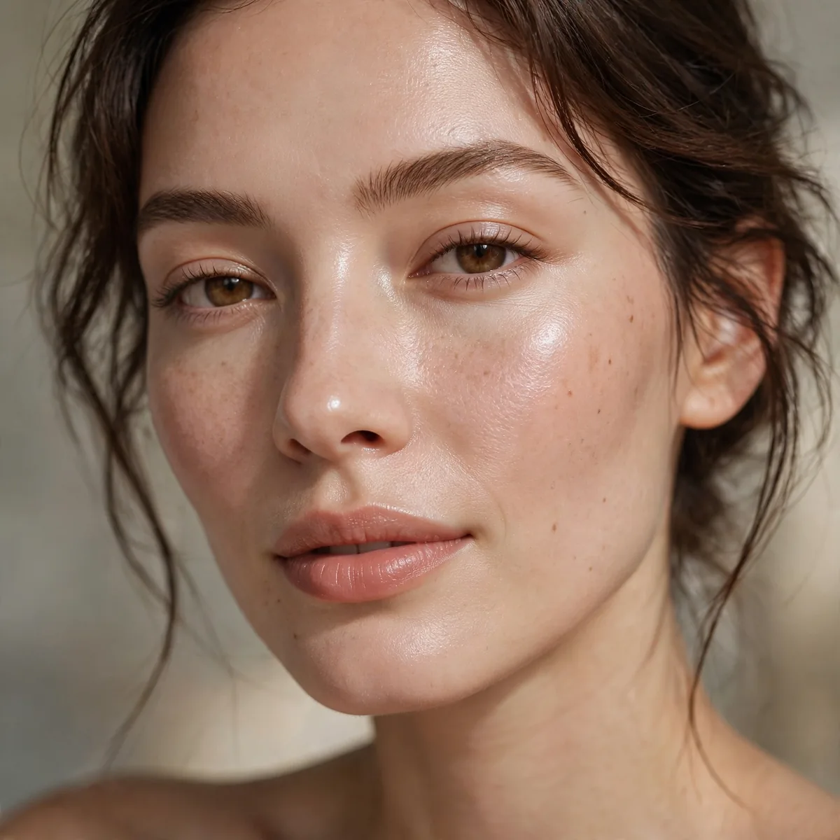 Dewy skin minimalist makeup