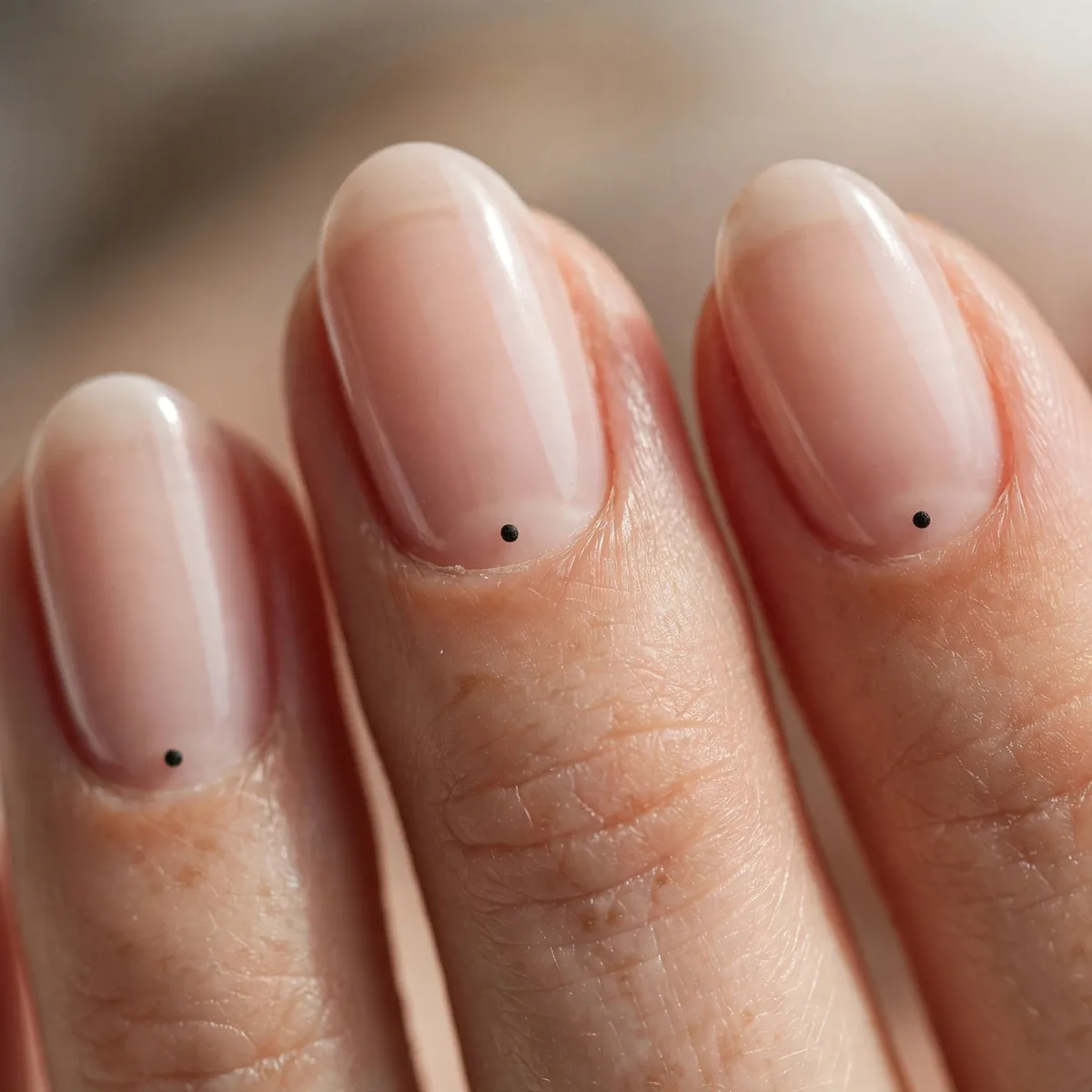 Tiny dot at cuticle minimalist nails