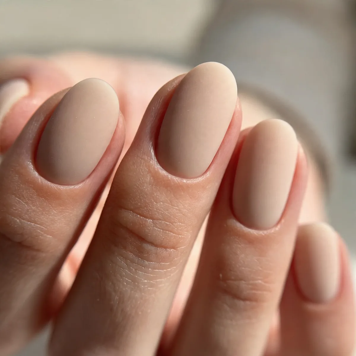 Matte nude minimalist nails
