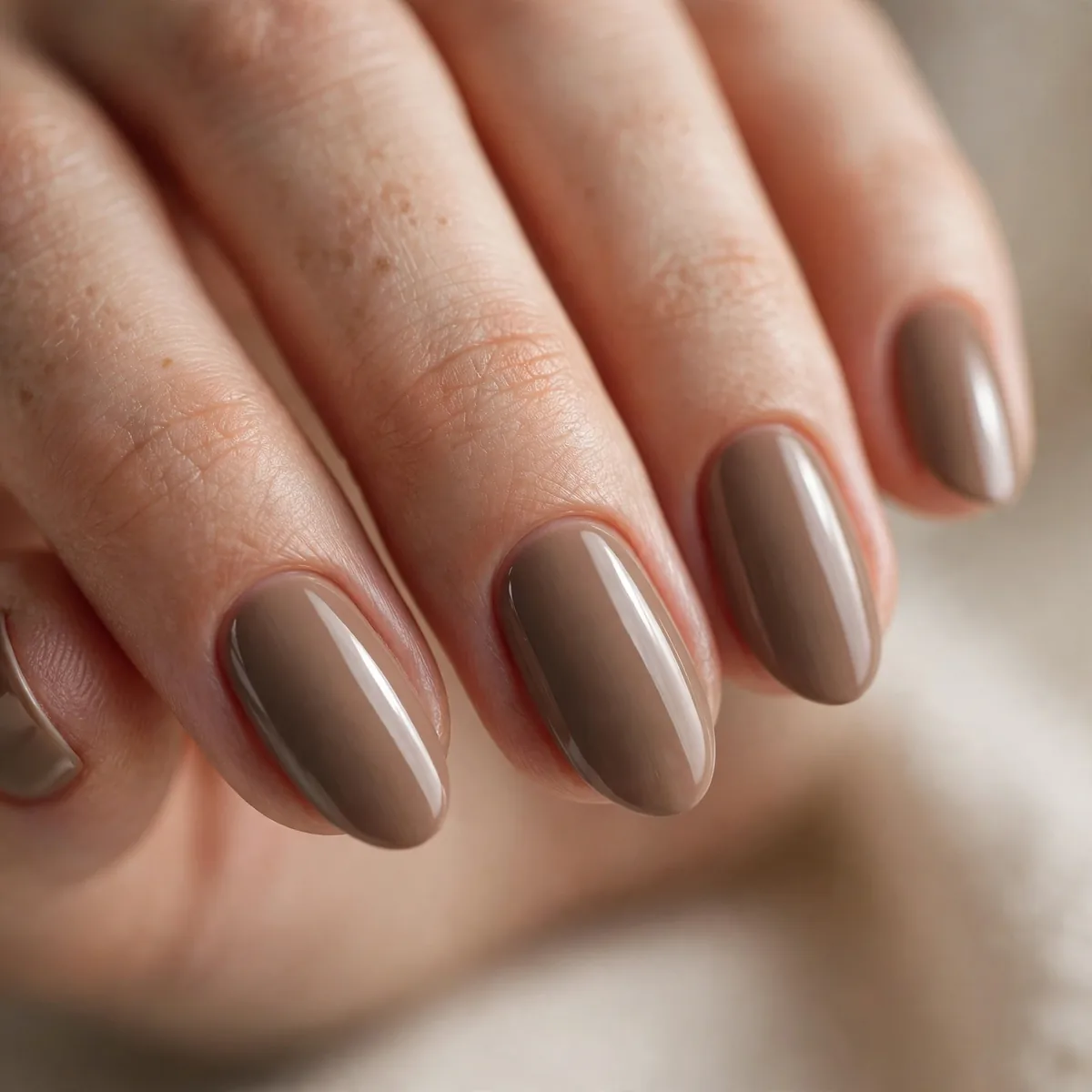 Warm taupe minimalist nails