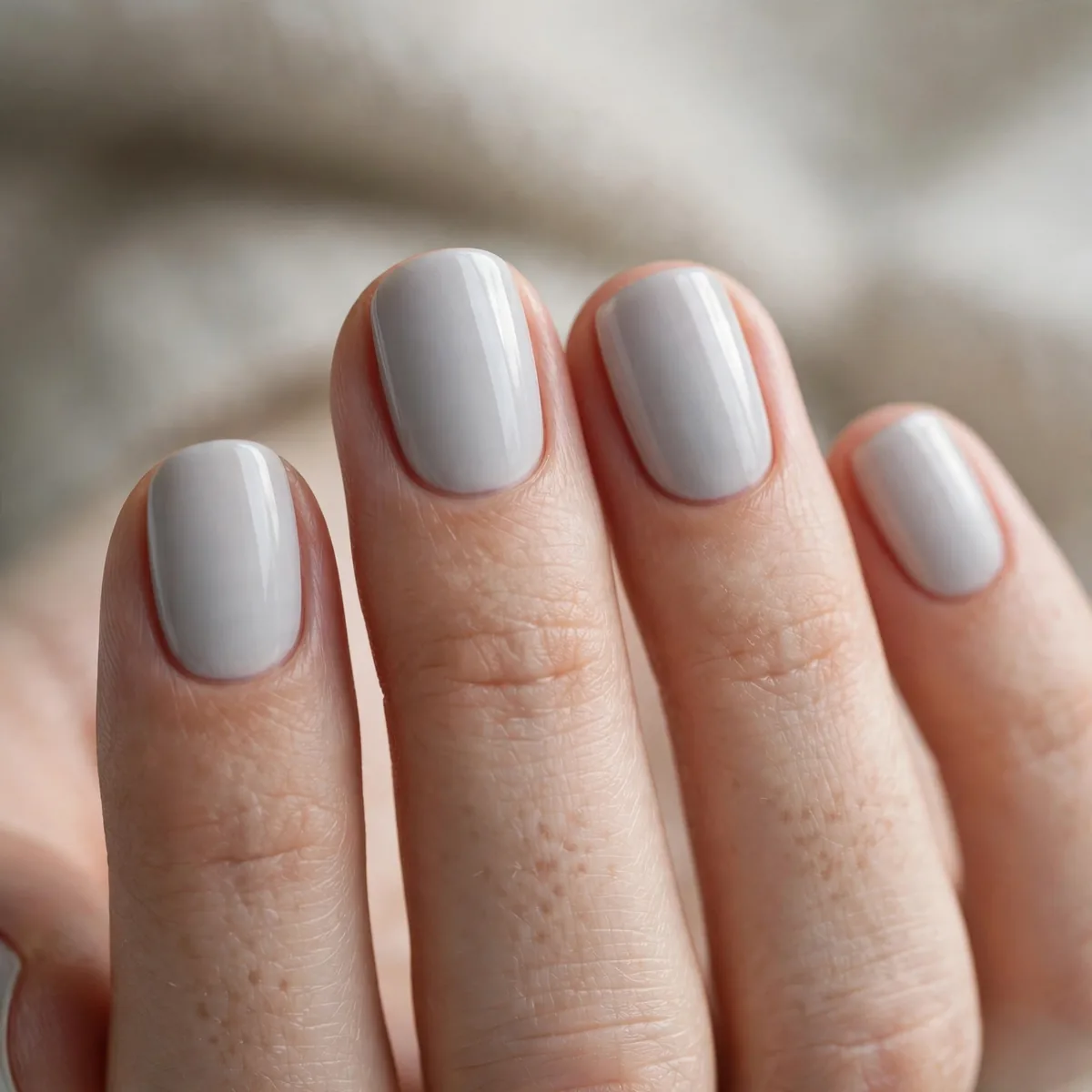 Pale gray minimalist nail polish