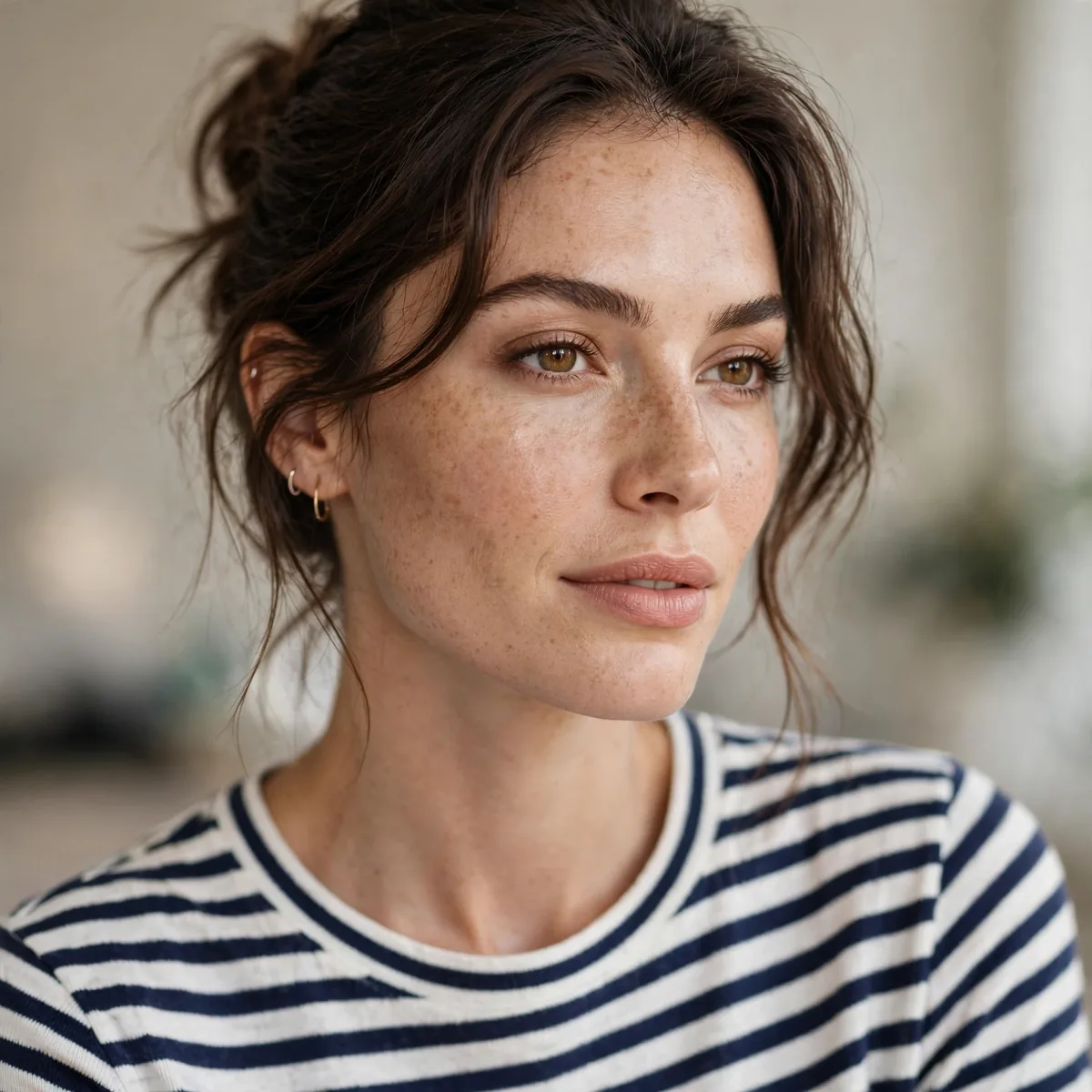Navy and white Breton striped top