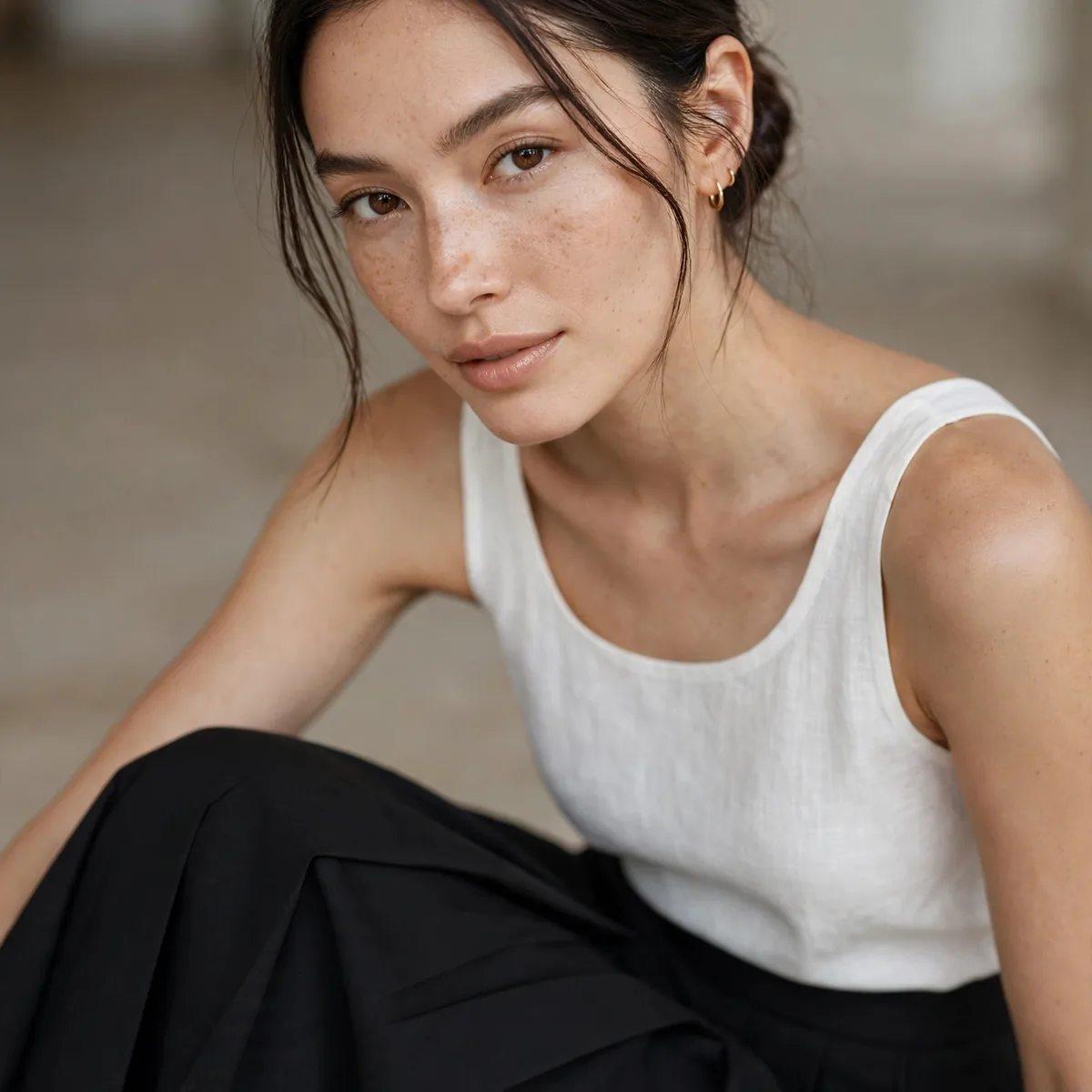 Black midi skirt minimalist outfit