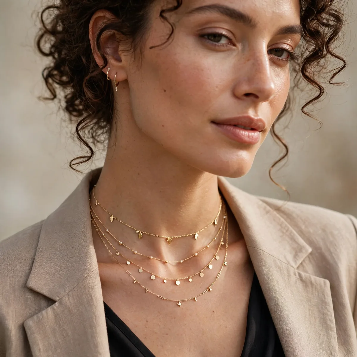 Delicate gold layered necklaces
