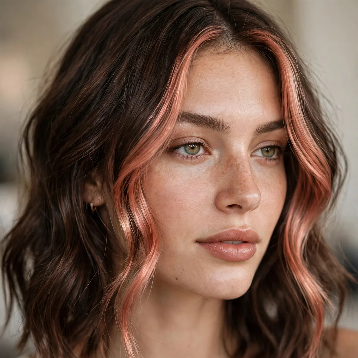 Rose gold money piece highlights