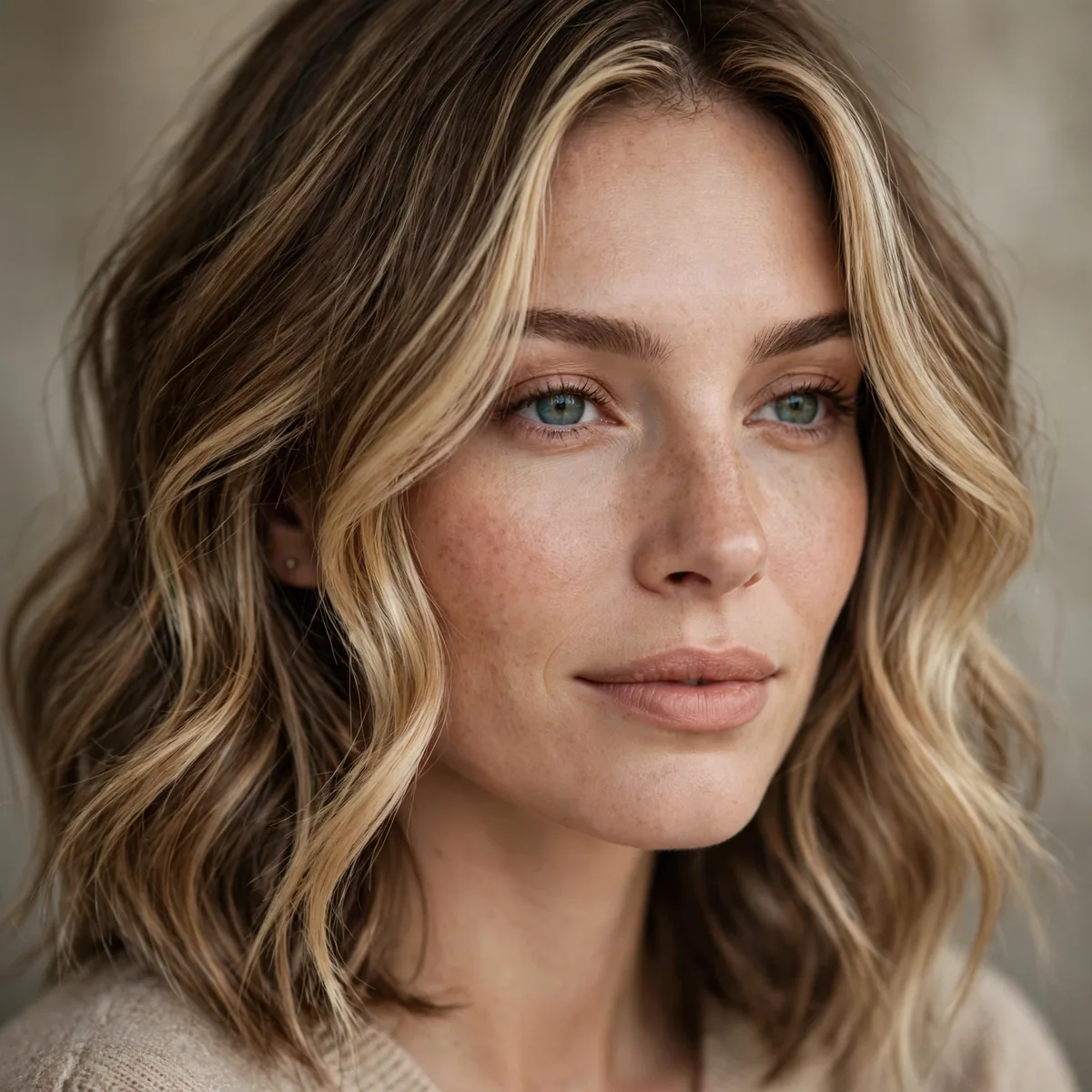 Bronde money piece highlights