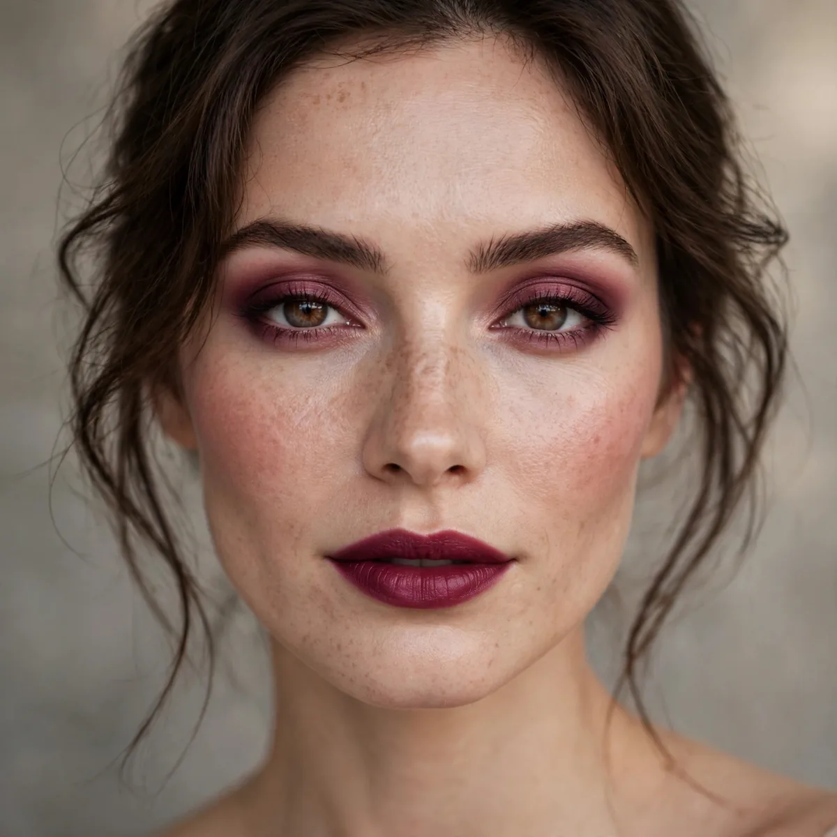 Berry monochromatic makeup look