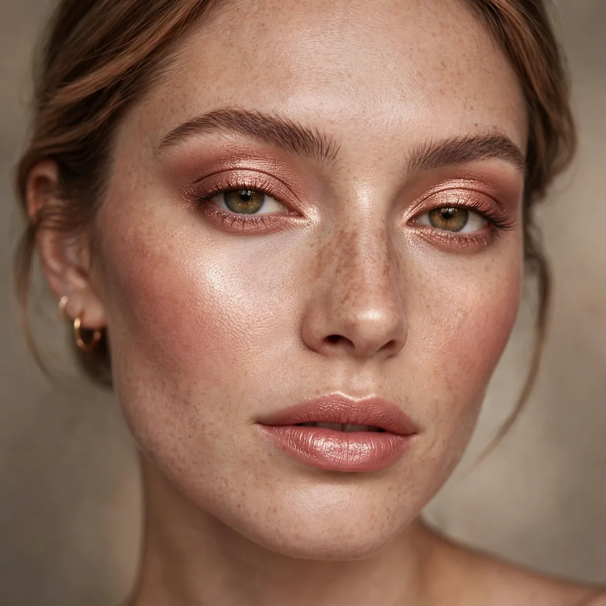 Rose gold monochromatic makeup