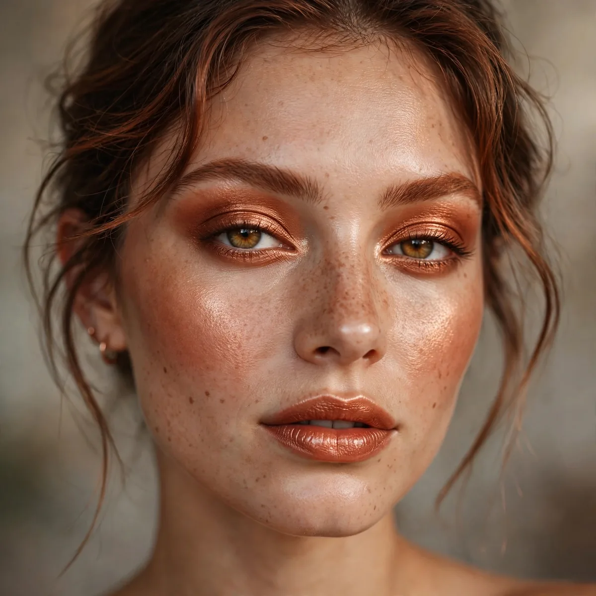 Copper monochromatic makeup