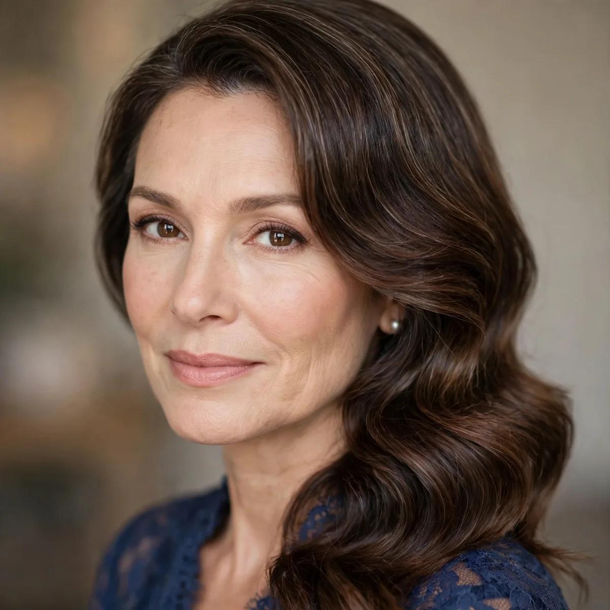 Side-swept soft waves for mother of the bride