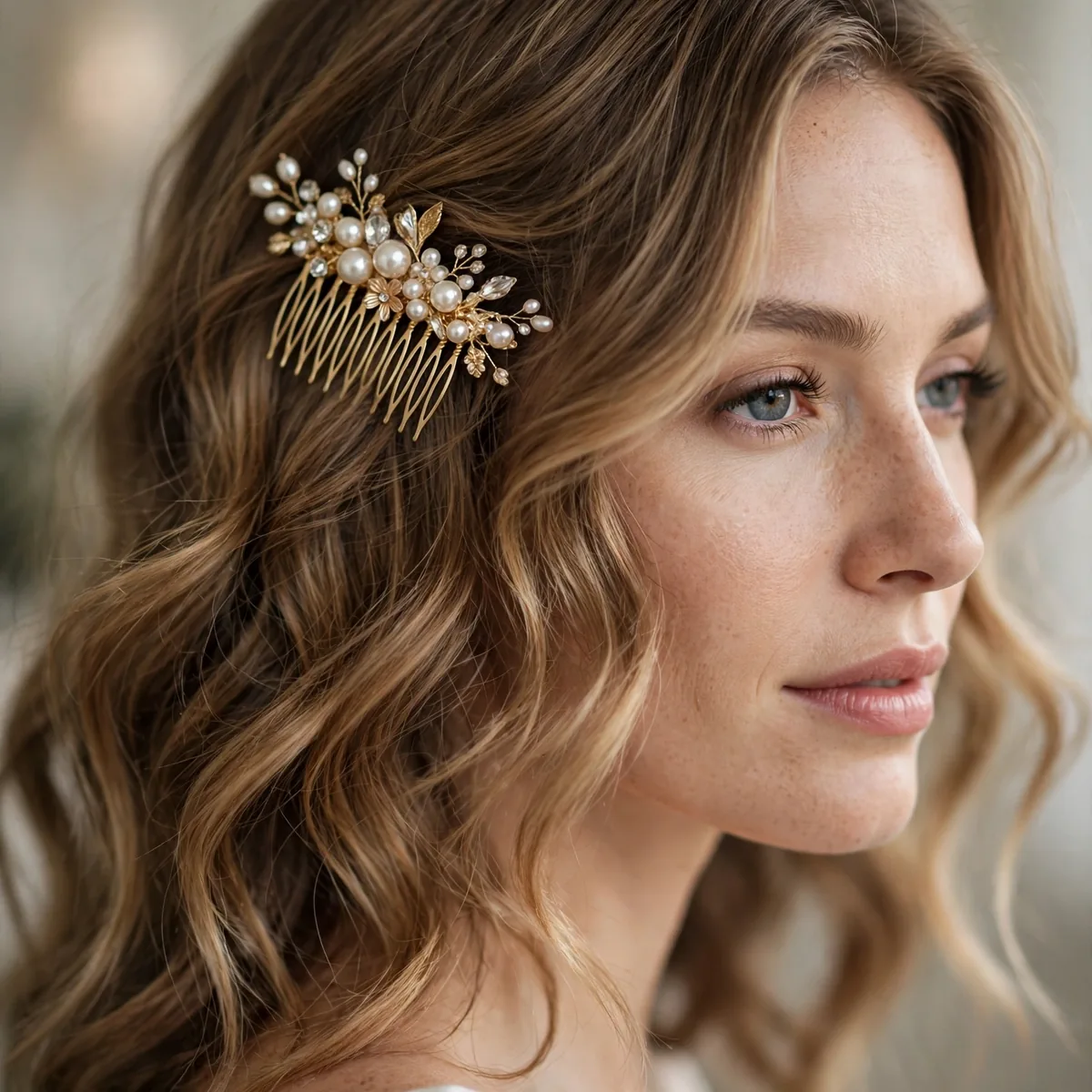 Soft waves with a decorative hair comb