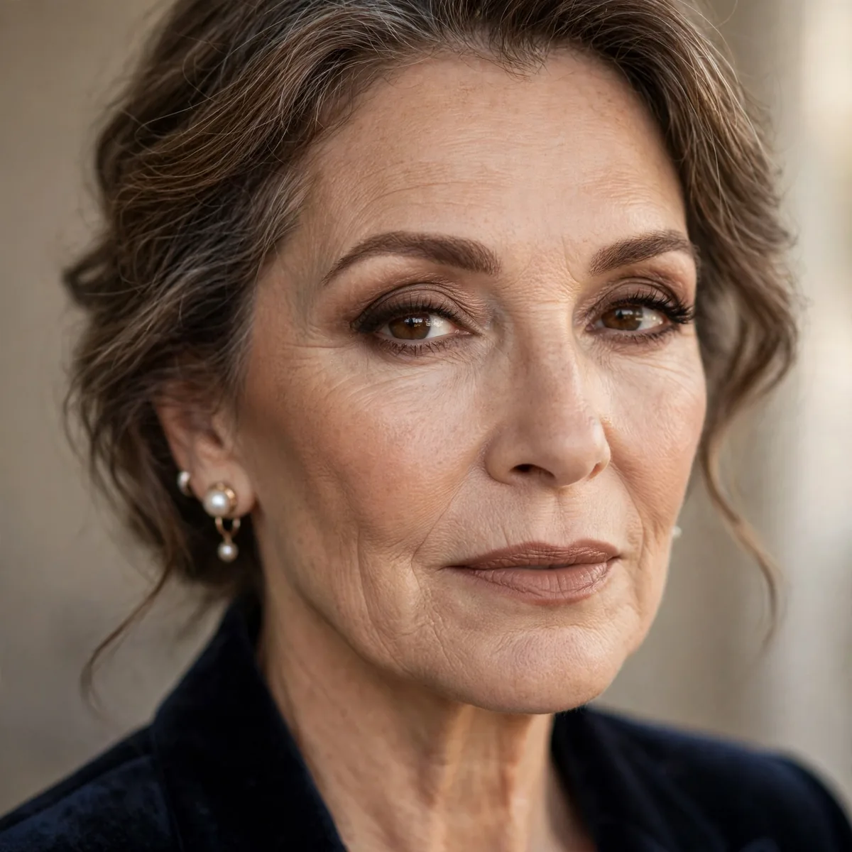 Soft brown smokey eye mature woman