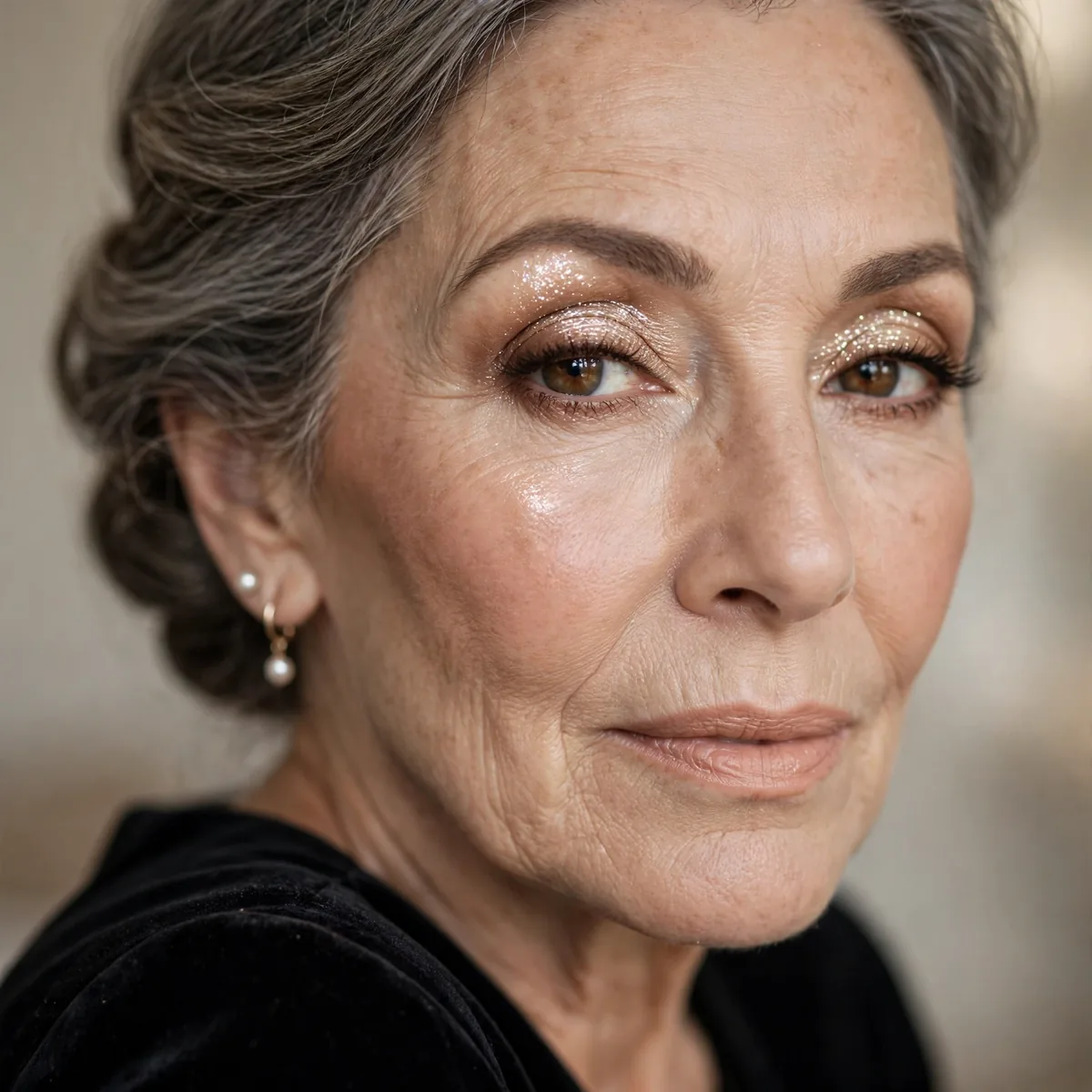 Champagne shimmer eyeshadow mature
