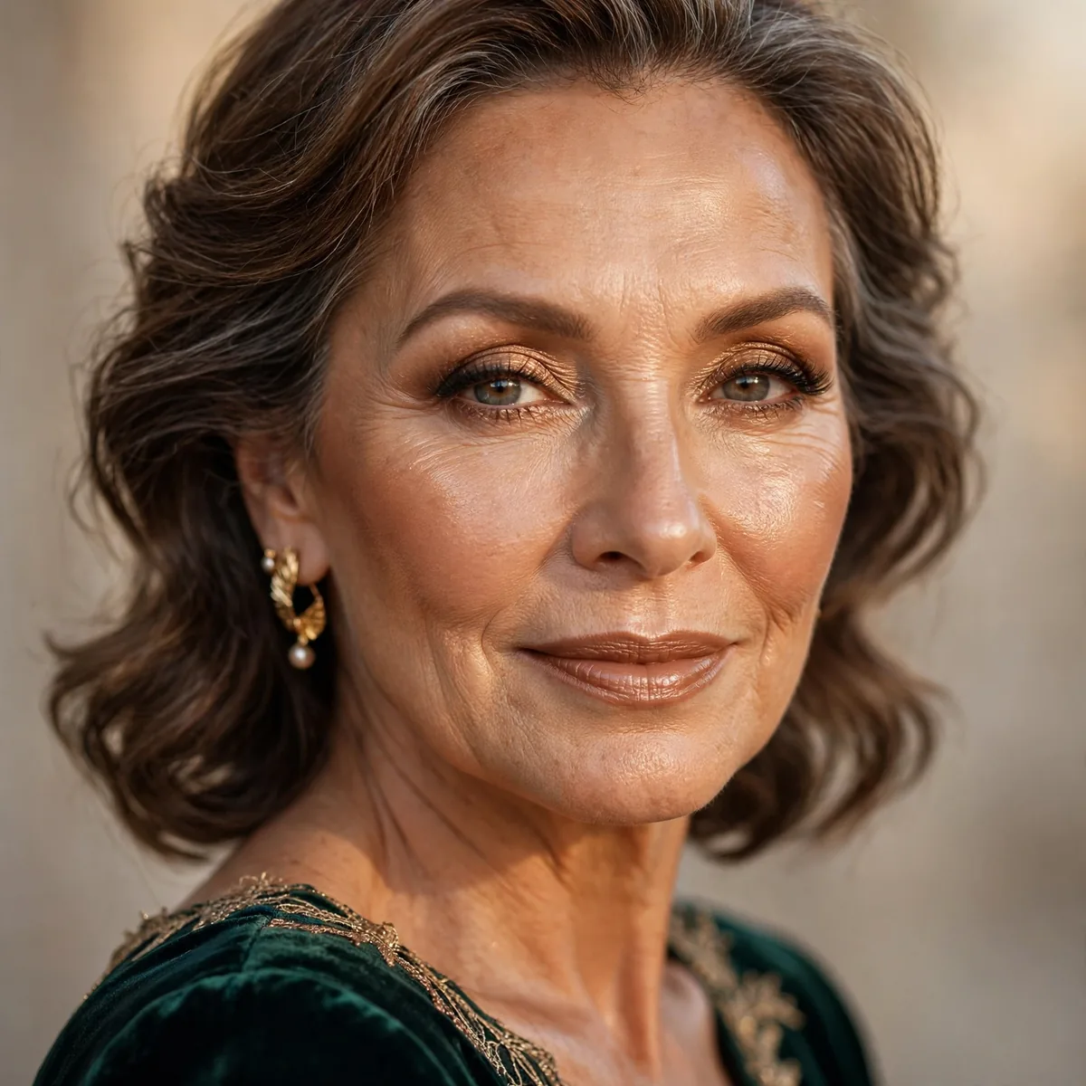 Bronzed makeup look mature woman
