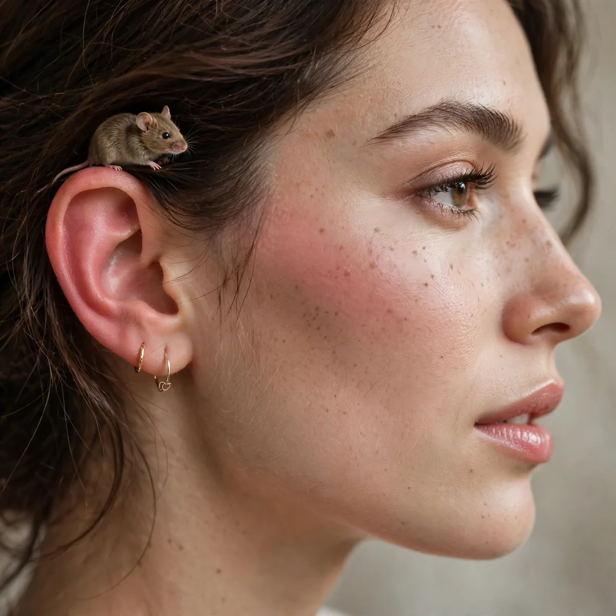 Pink ear blush mouse detail