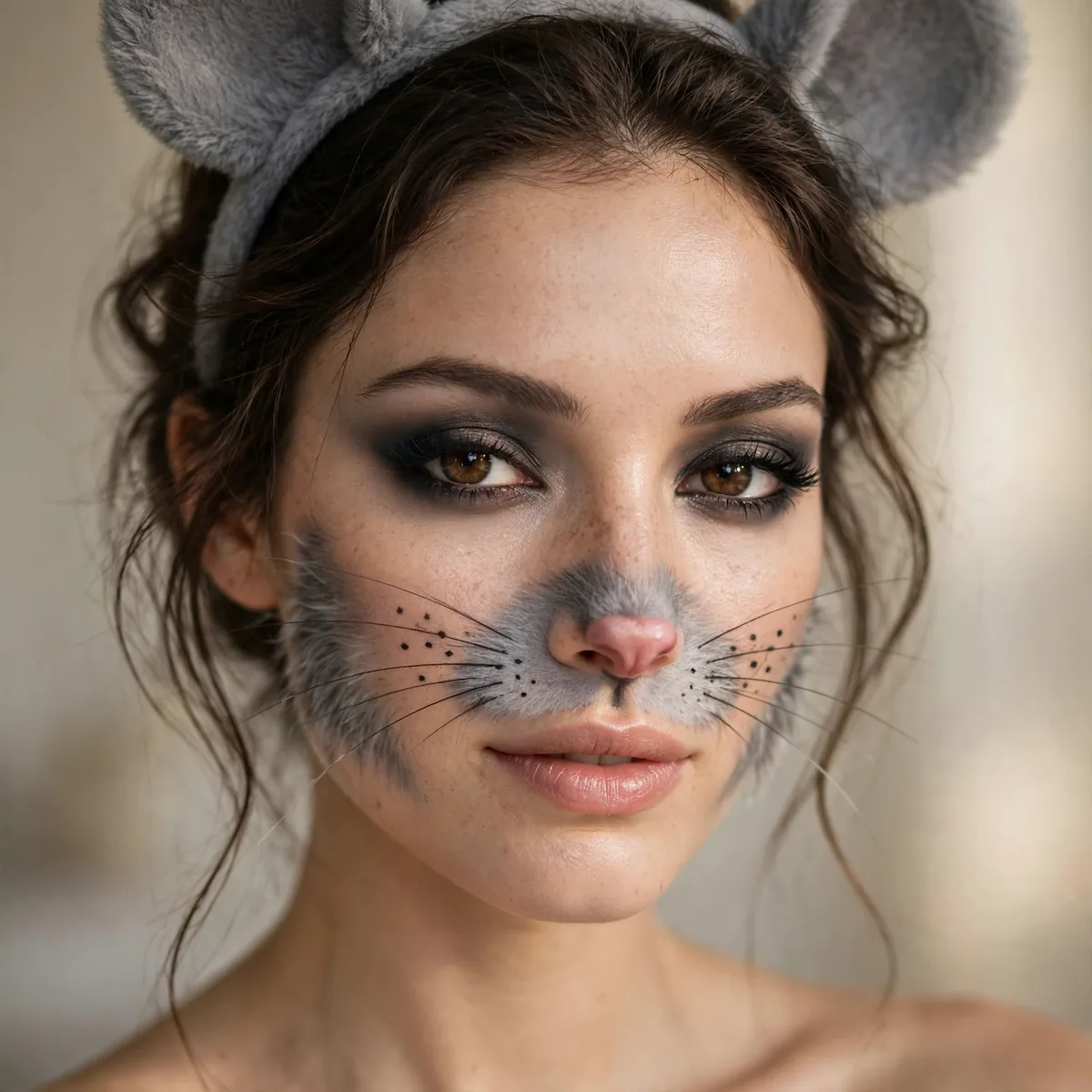 Smoky eye mouse costume makeup