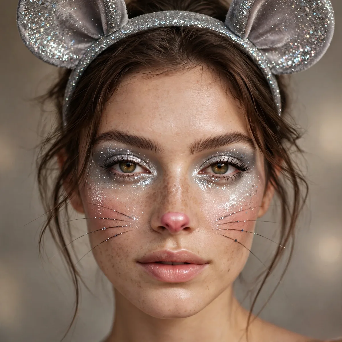Glittery mouse costume makeup