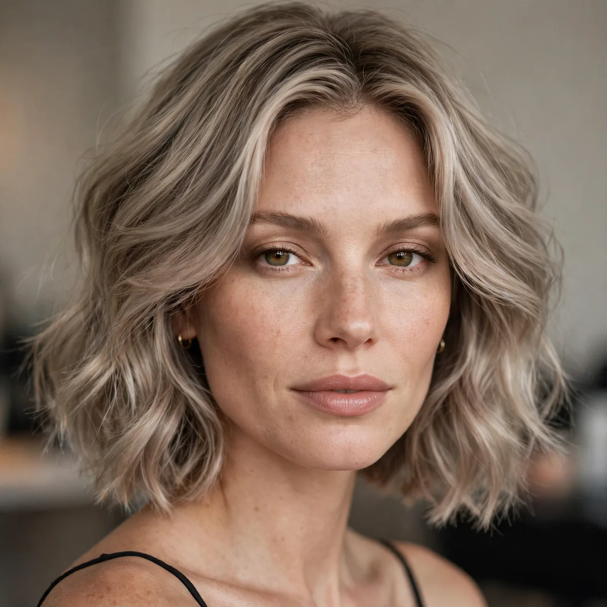 Smoky mushroom blonde lob