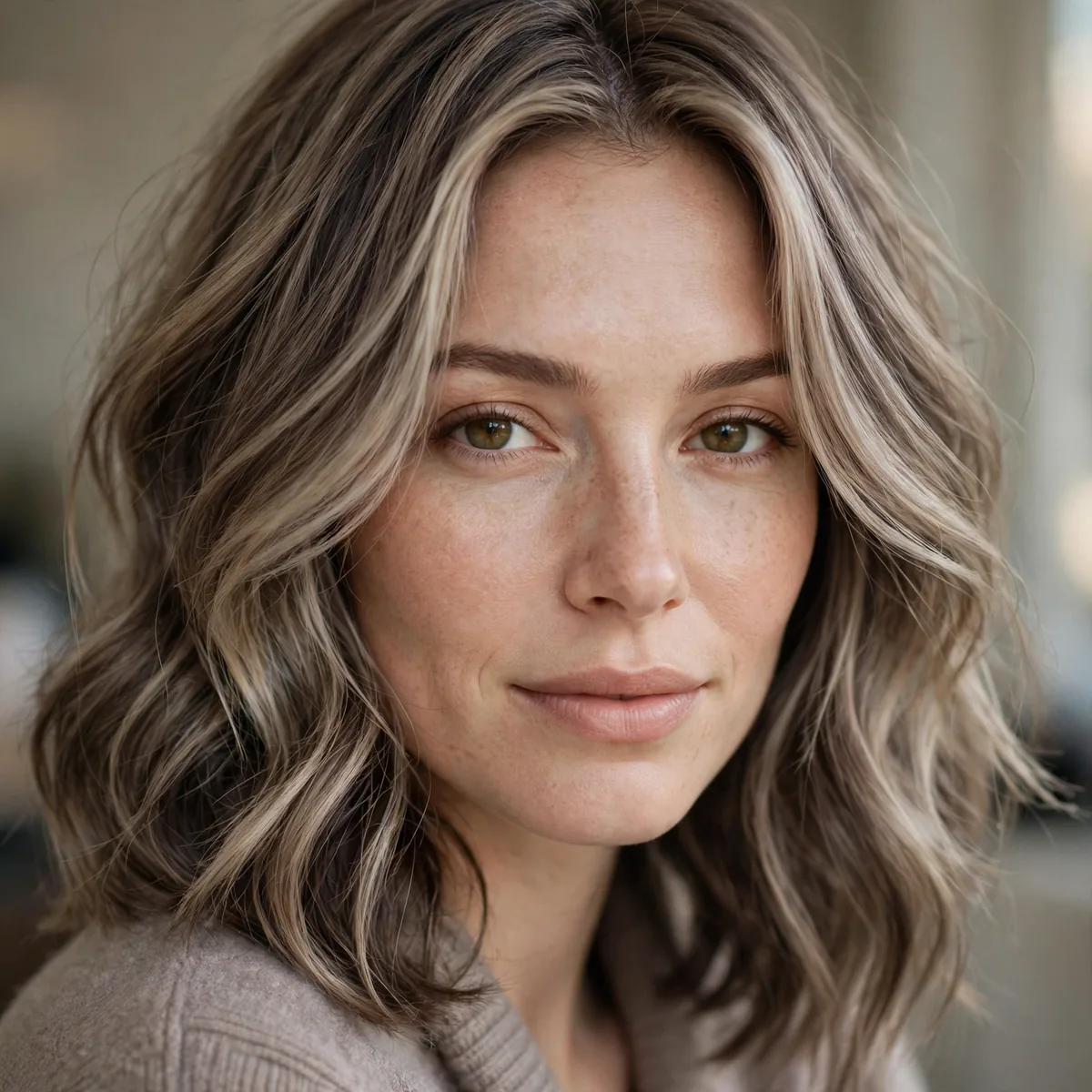 Mushroom blonde with lowlights
