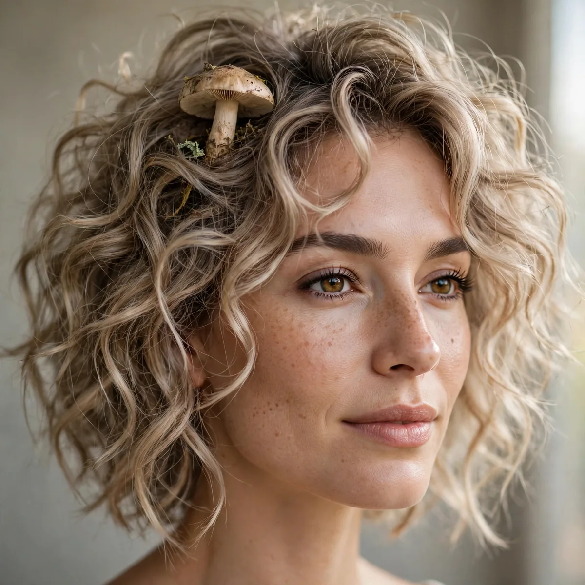 Mushroom blonde on natural textured hair