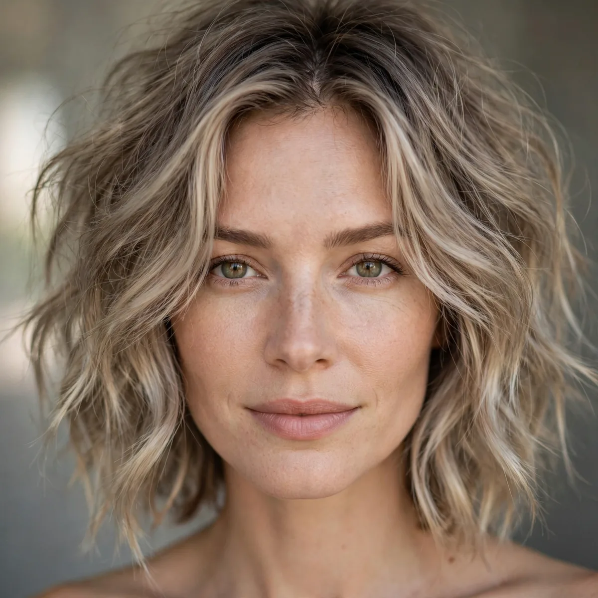 Lived-in mushroom blonde hair