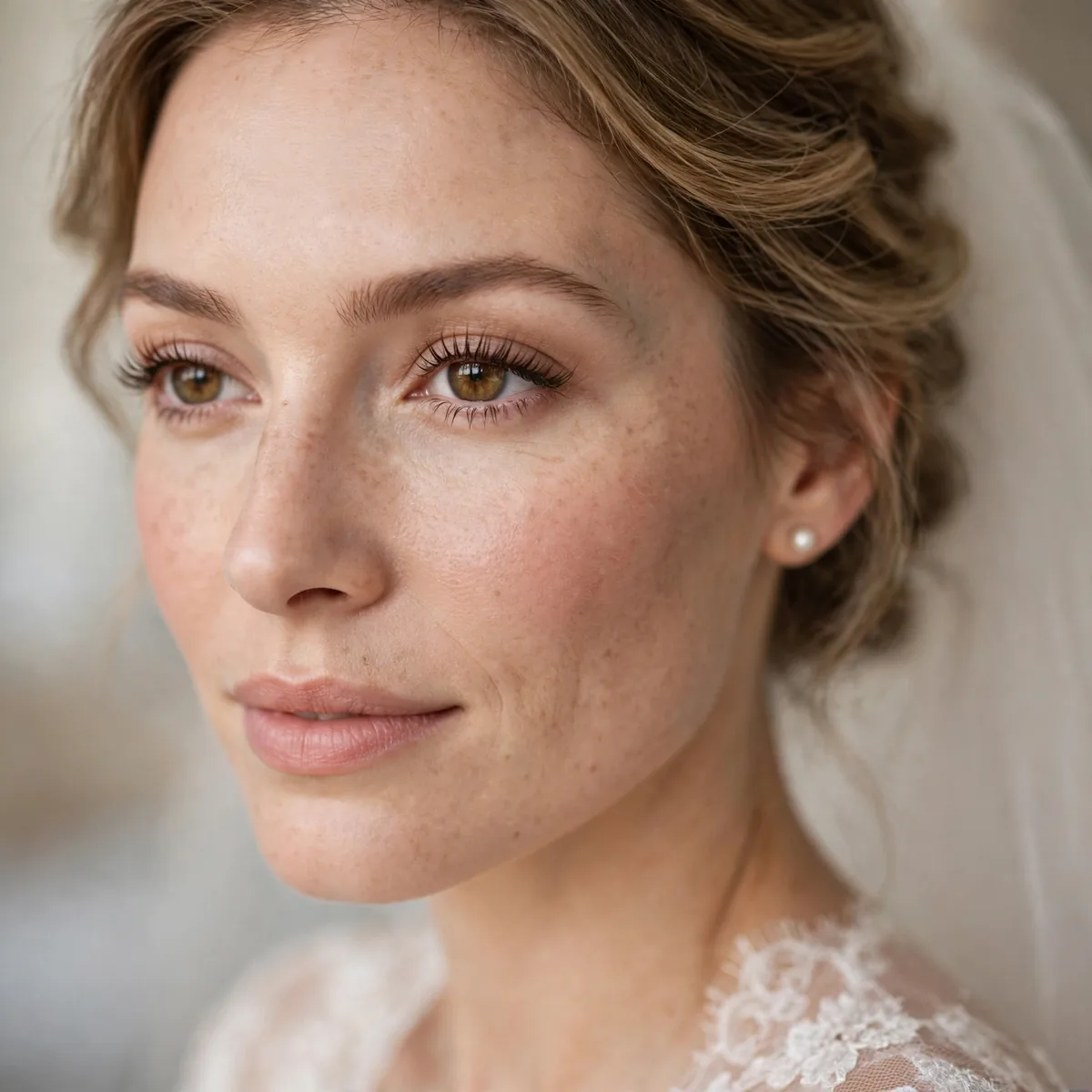 Curled natural lashes bridal