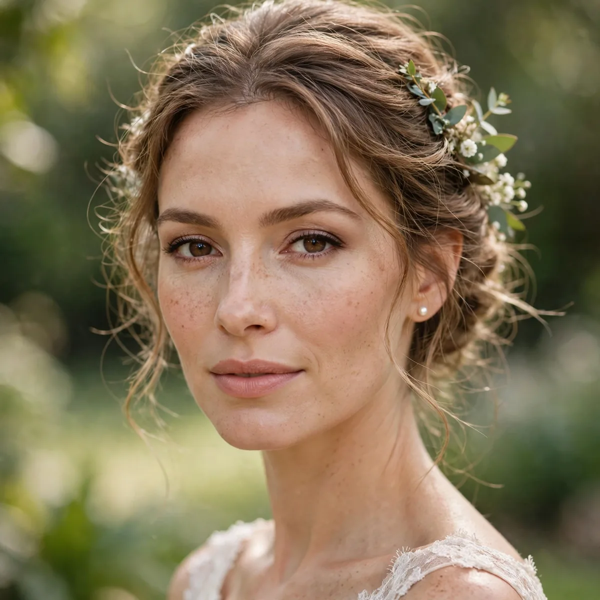 Natural bridal makeup outdoor wedding