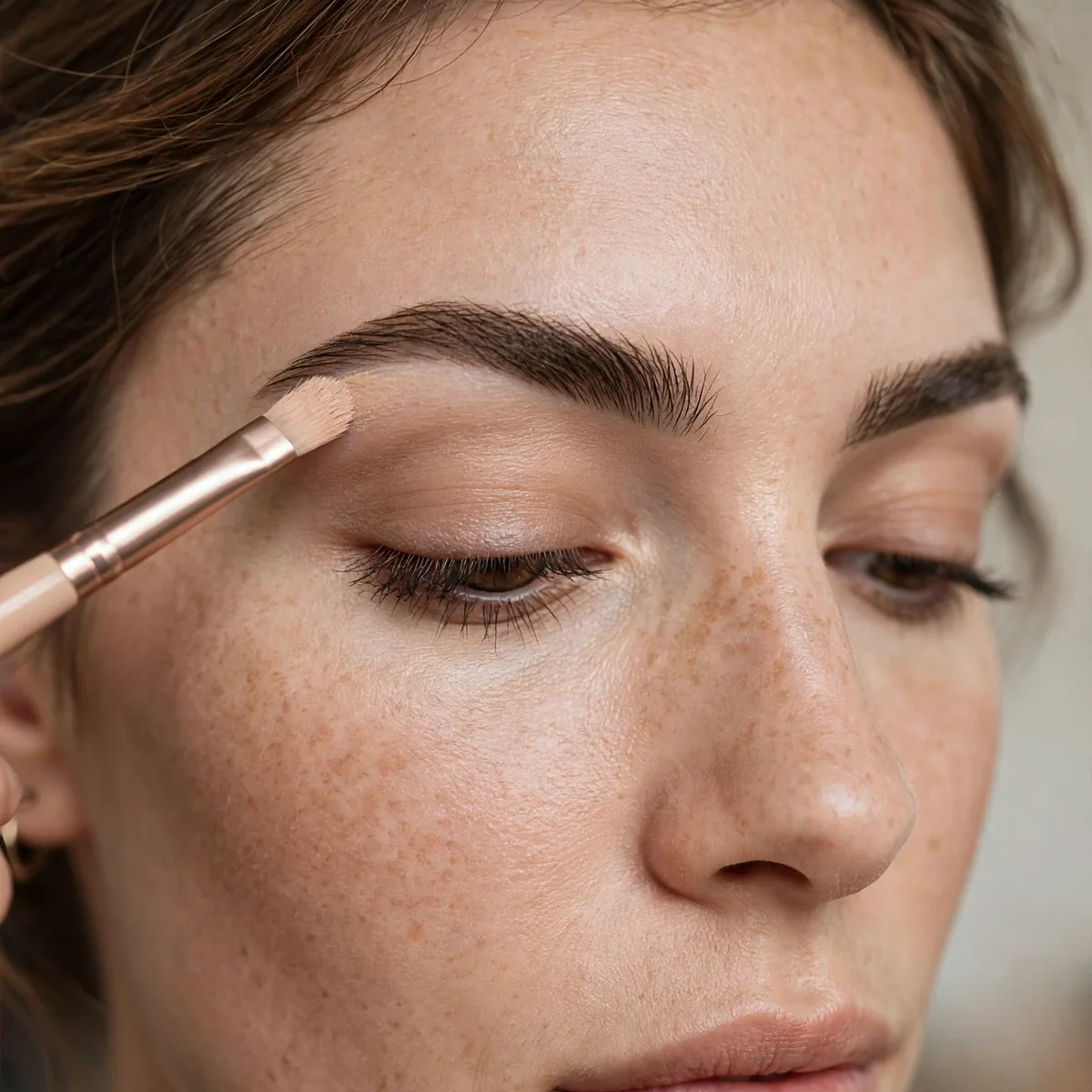 Concealer cleanup around eyebrows
