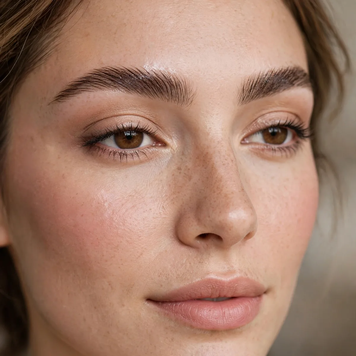 Clear brow gel groomed eyebrows