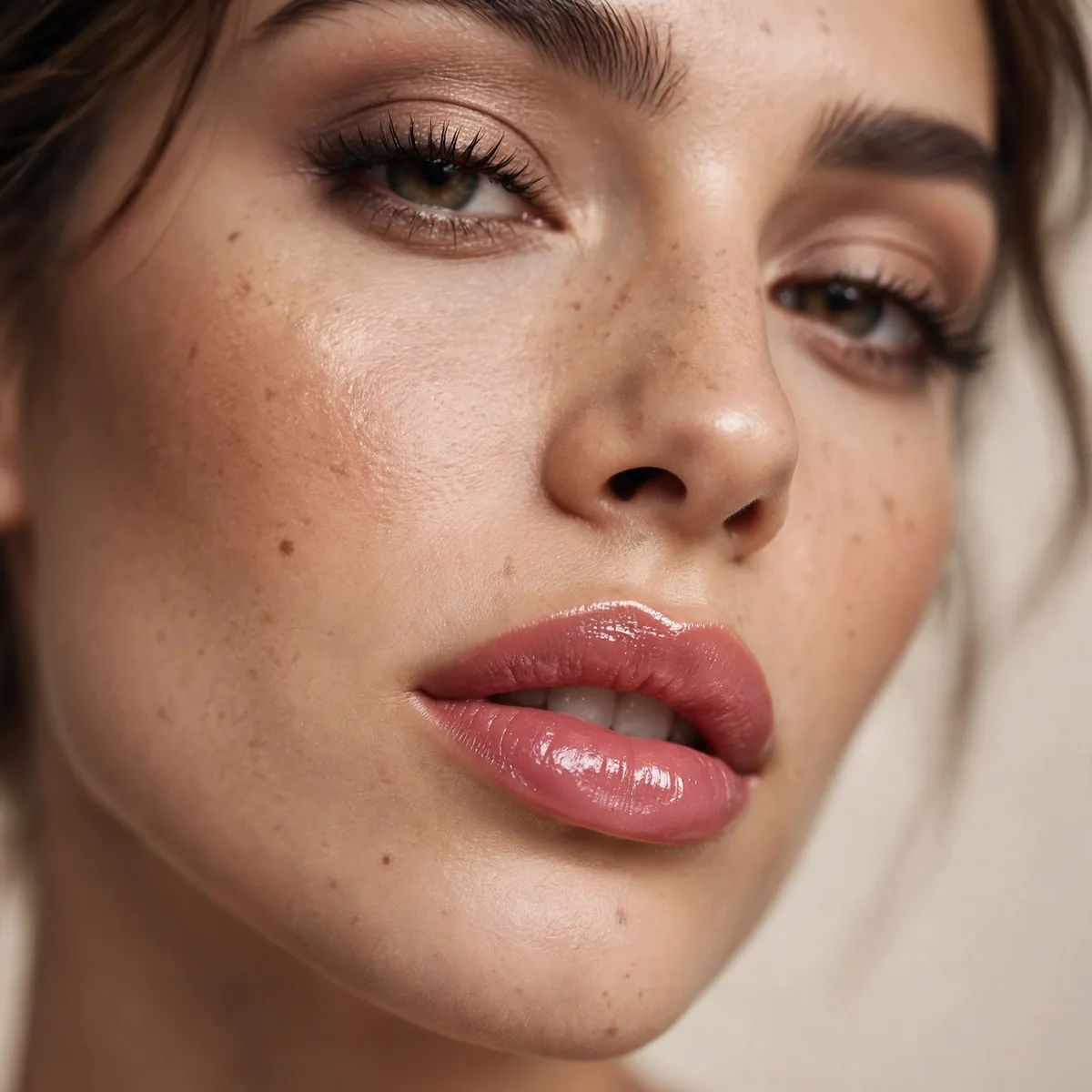 Tinted lip balm on lips