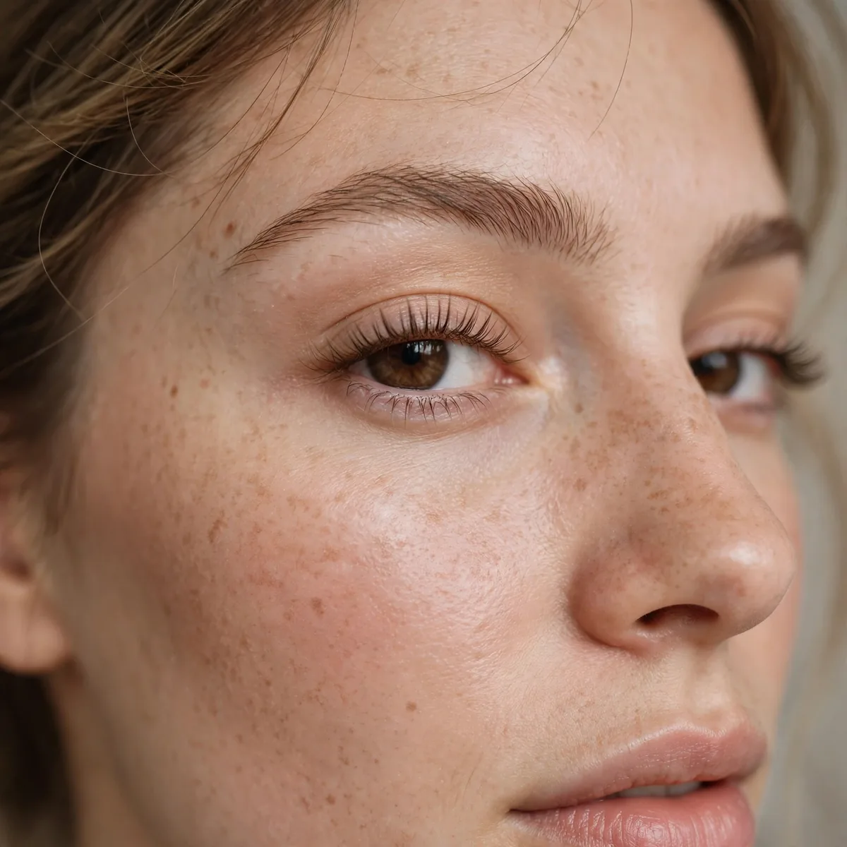 Curled natural lashes without mascara
