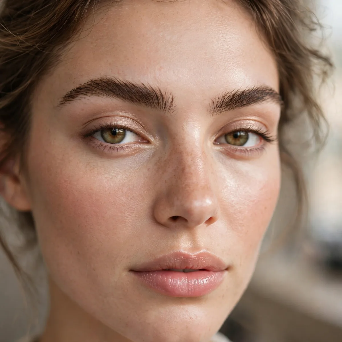 Feathered natural brow look